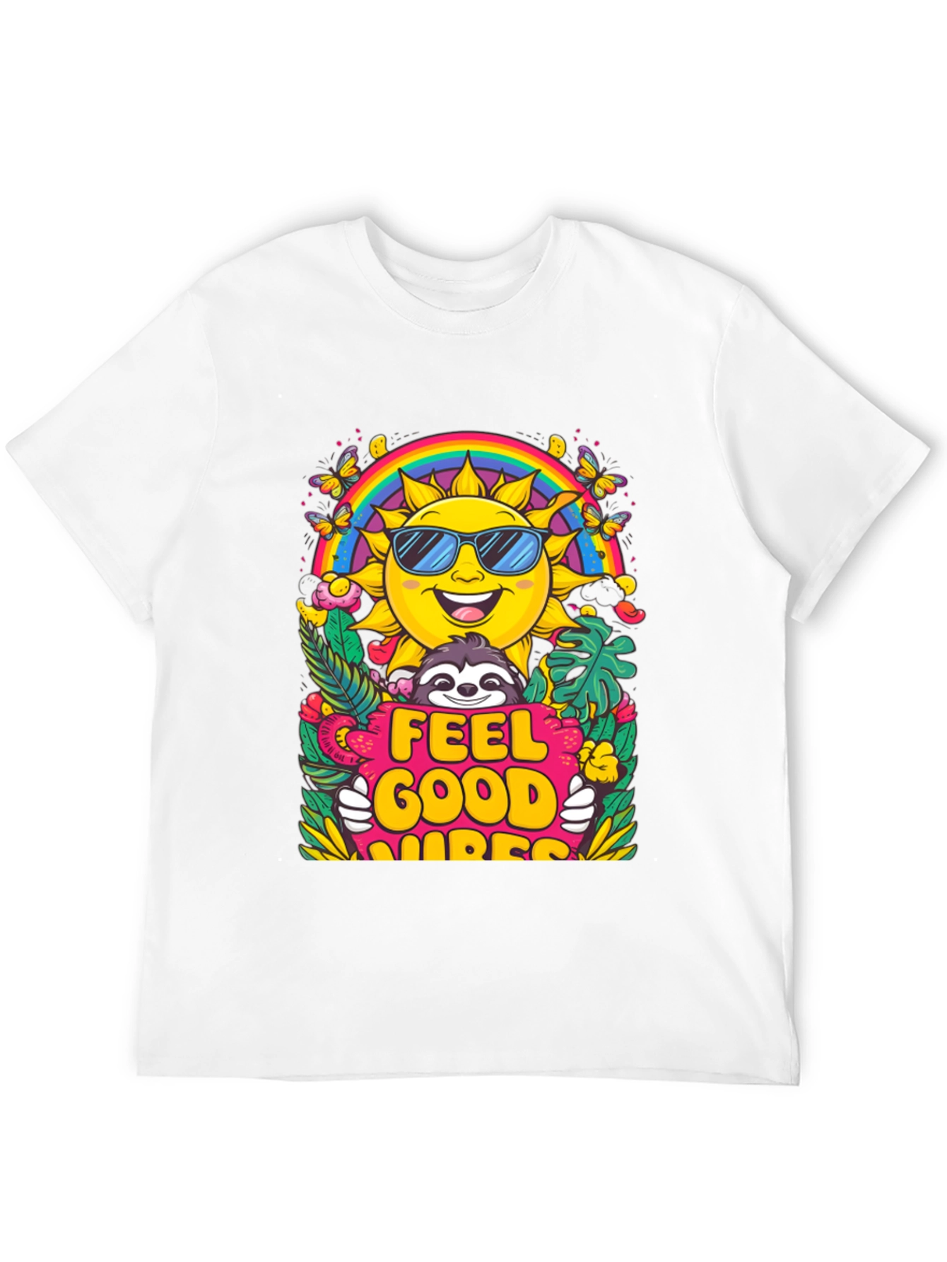 Feel Good Vibes T-Shirt - Summer Sun Rainbow