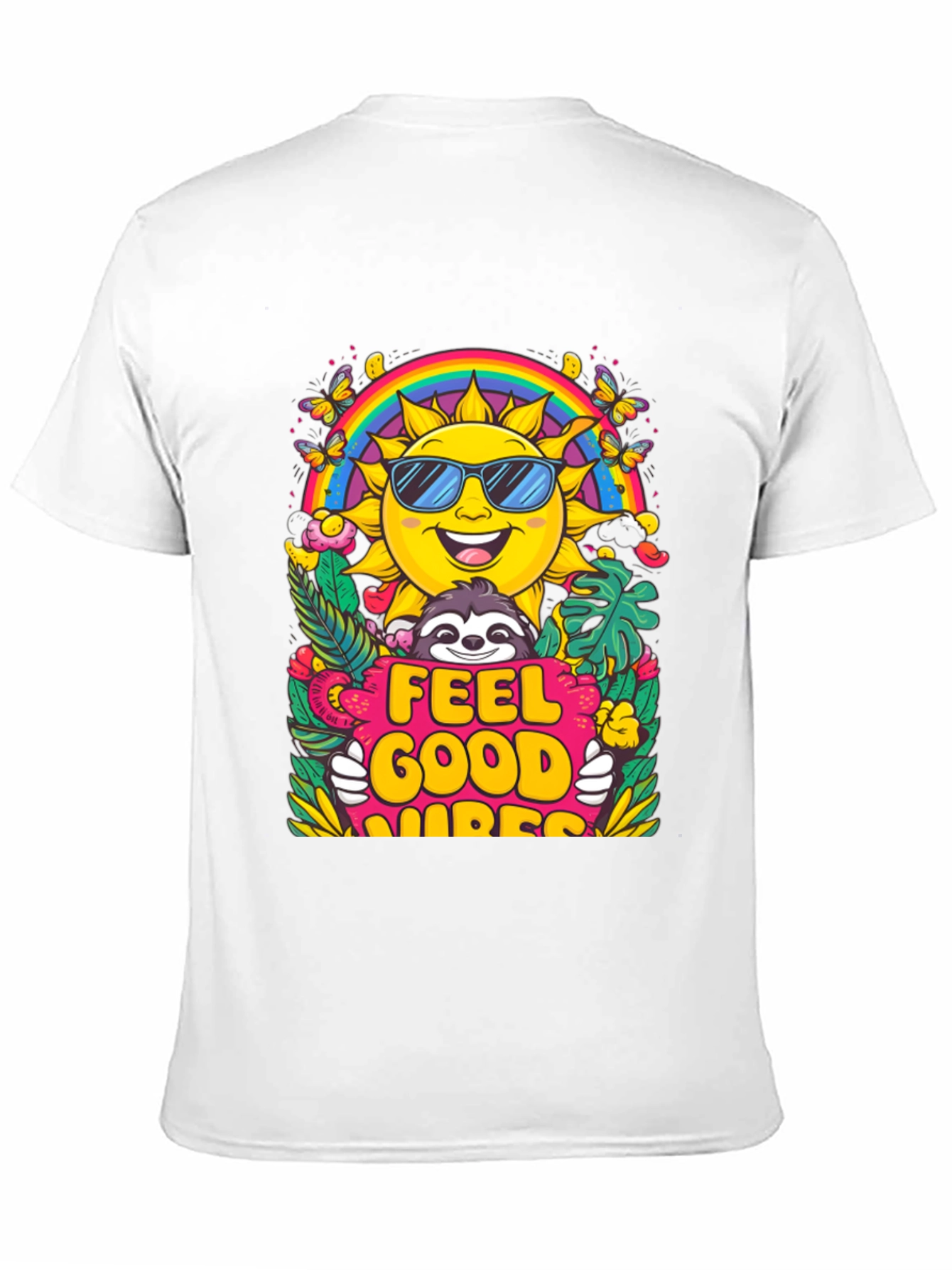 Feel Good Vibes T-Shirt - Summer Sun Rainbow