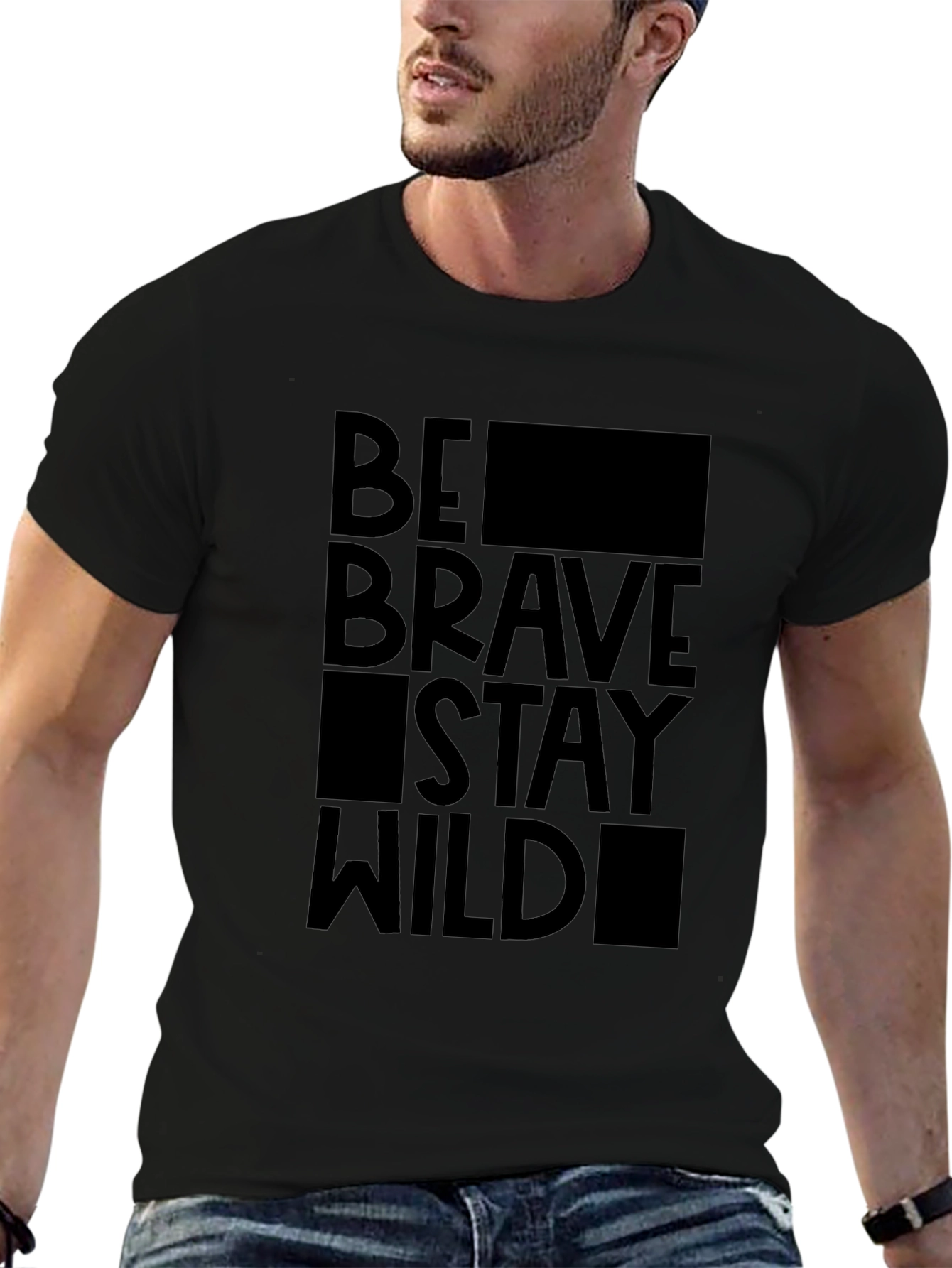Be Brave Stay Wild Black Graphic Tee
