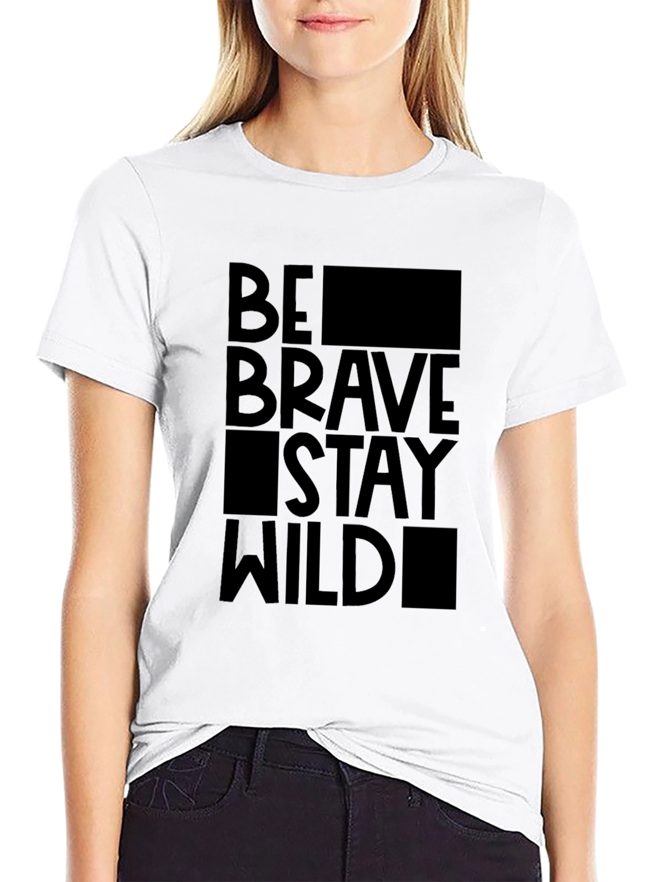 Be Brave Stay Wild Black Graphic Tee