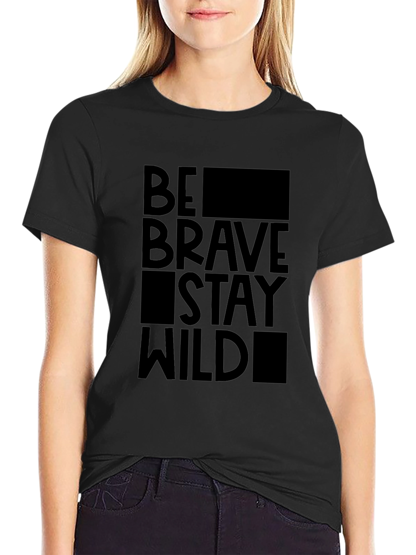 Be Brave Stay Wild Black Graphic Tee
