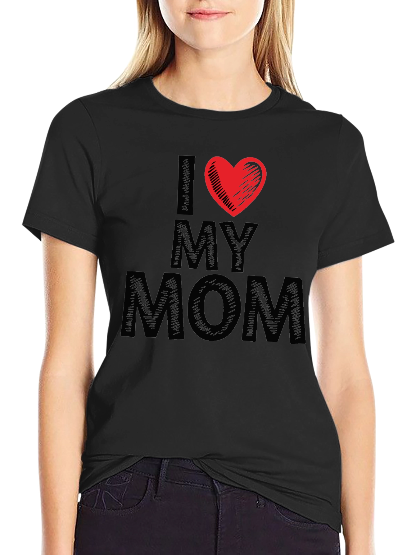 I Heart My Mom Black T-Shirt