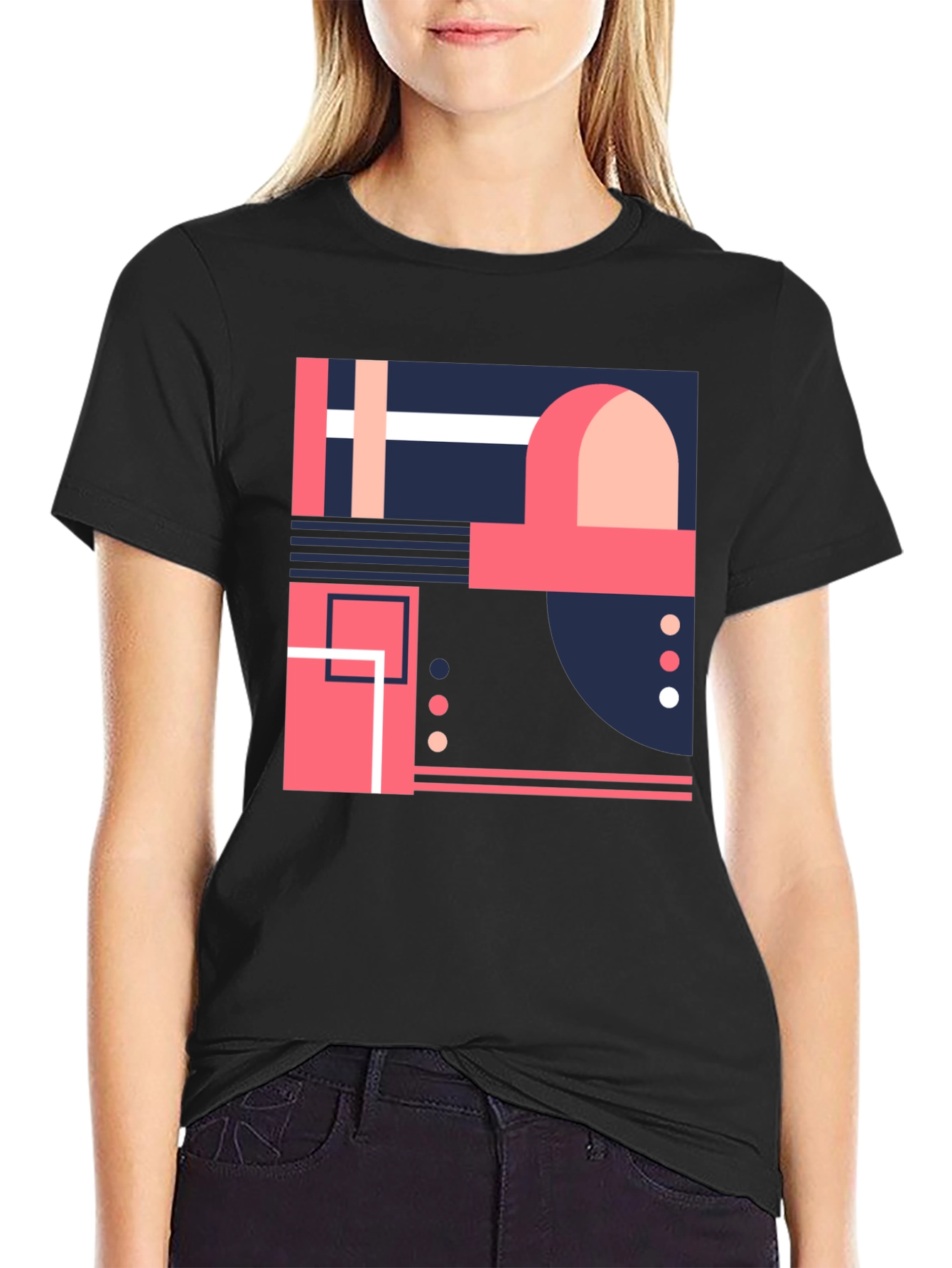 Abstract Geometric Design Black T-Shirt