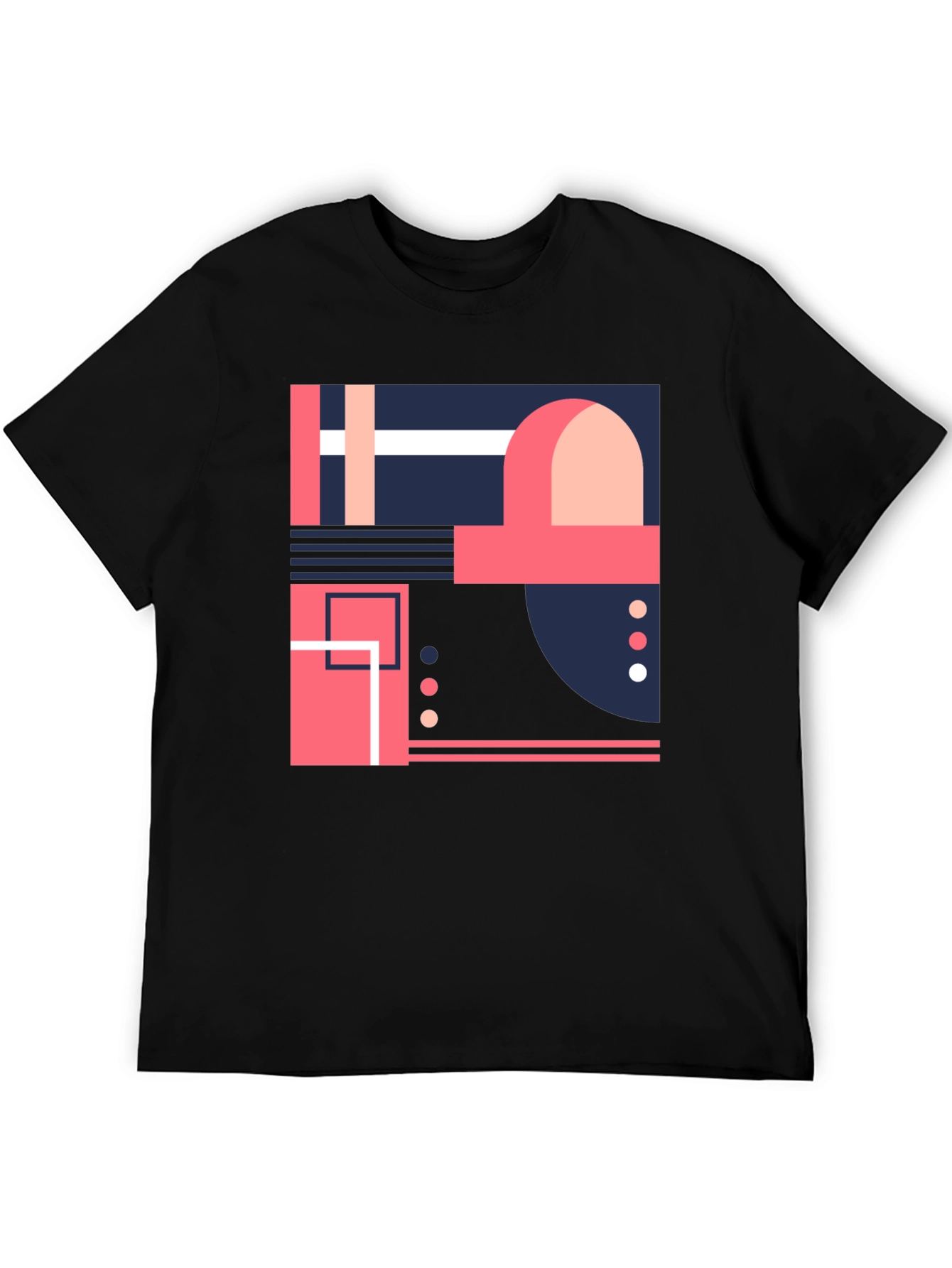 Abstract Geometric Design Black T-Shirt