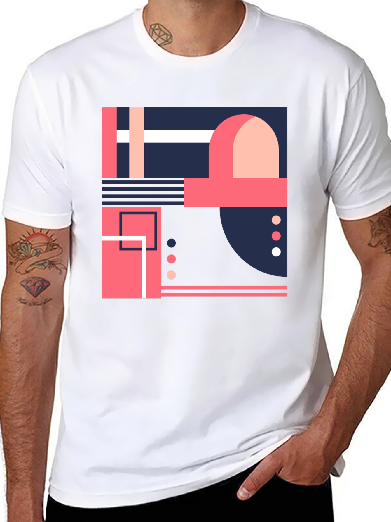 Abstract Geometric Design Black T-Shirt