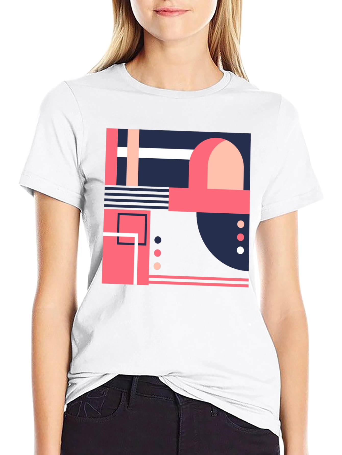 Abstract Geometric Design Black T-Shirt