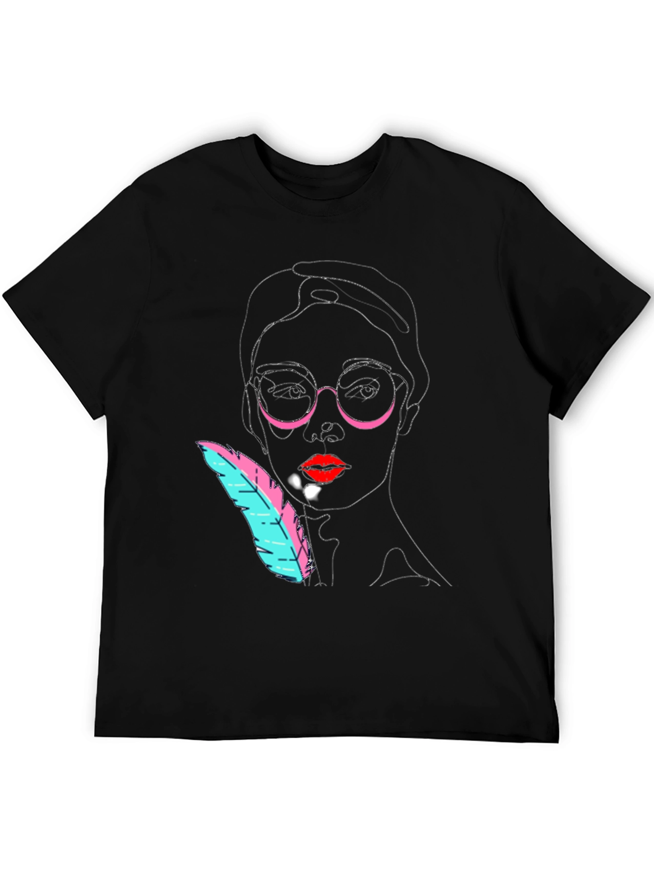 Abstract Face Black T-Shirt - Modern Art Tee