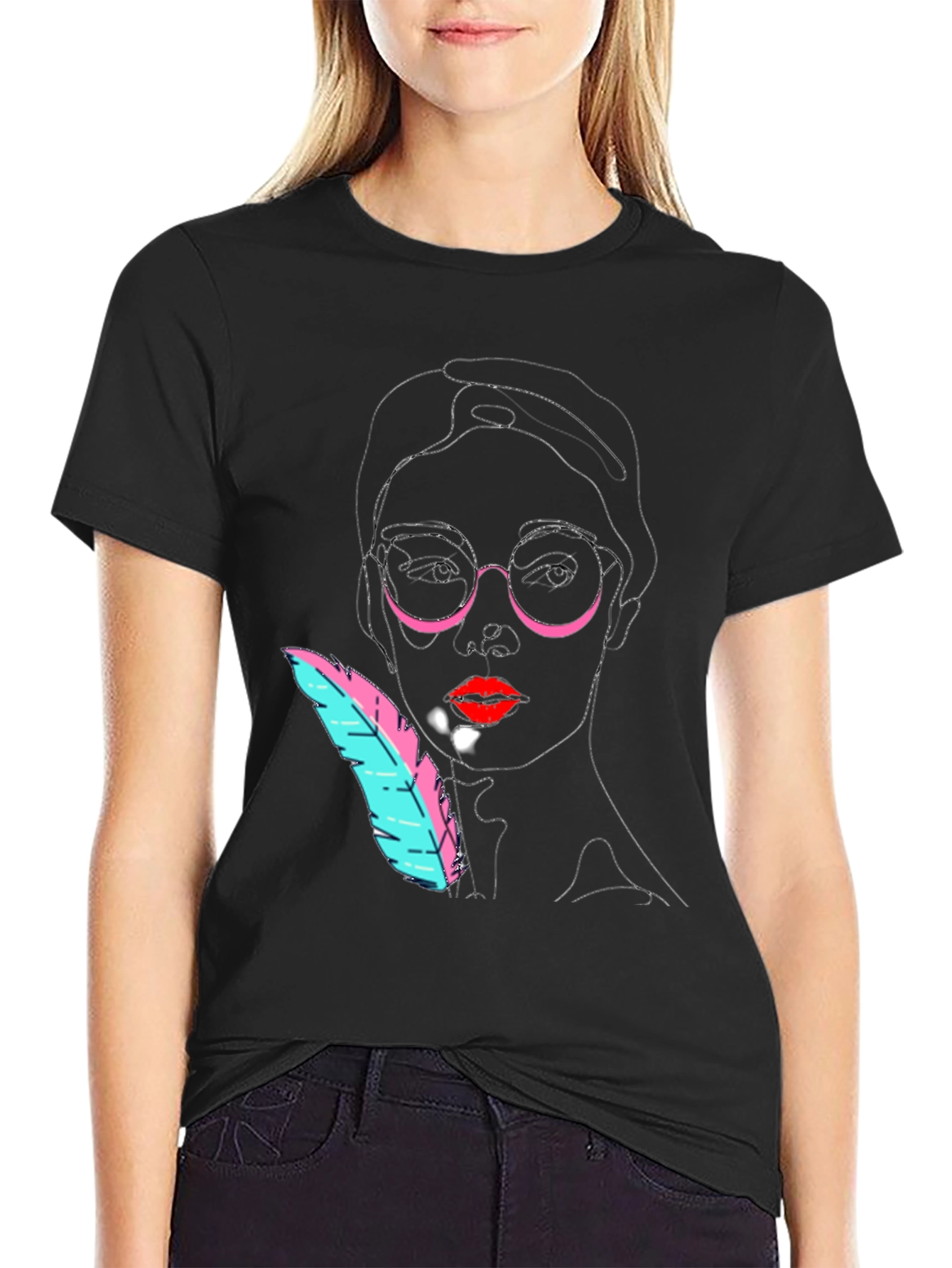 Abstract Face Black T-Shirt - Modern Art Tee