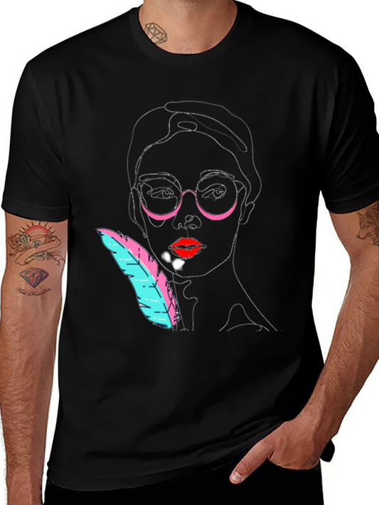 Abstract Face Black T-Shirt - Modern Art Tee