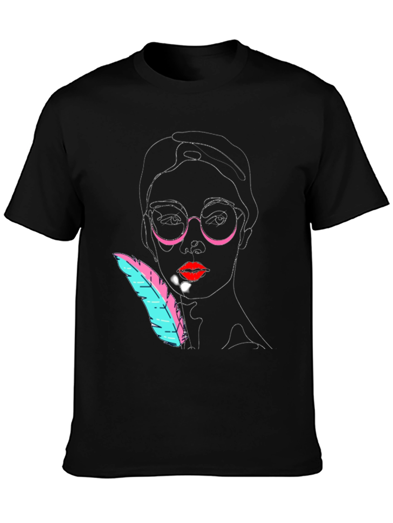 Abstract Face Black T-Shirt - Modern Art Tee