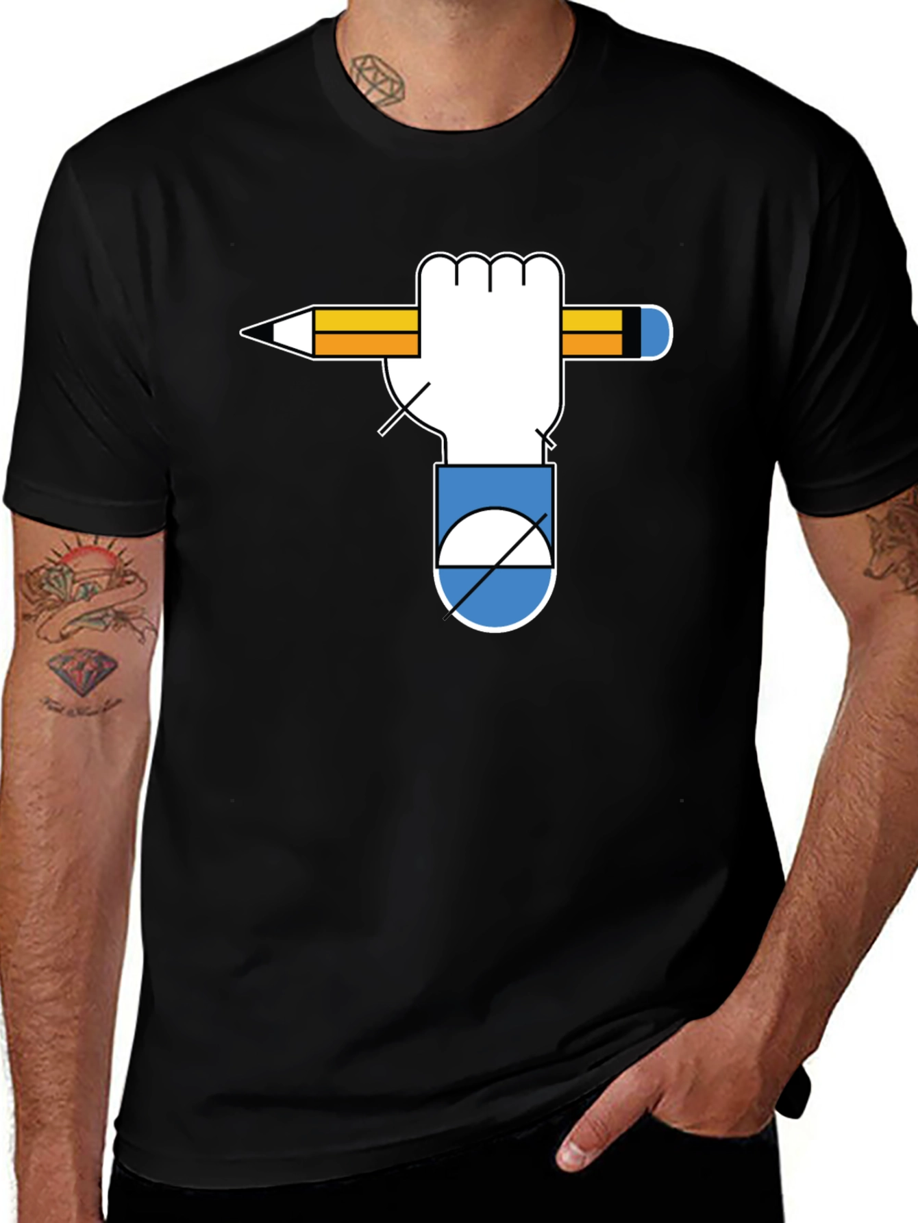 Graphic Tee - Hand Holding Pencil - Unique Design