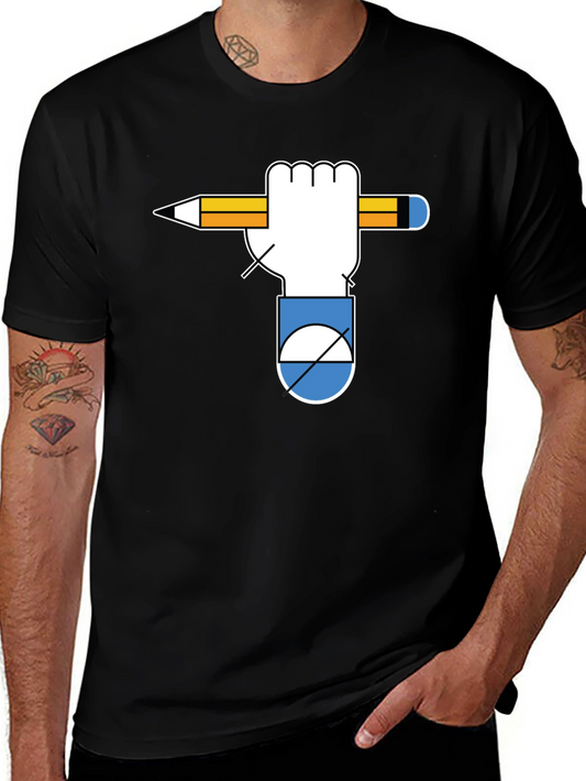Graphic Tee - Hand Holding Pencil - Unique Design