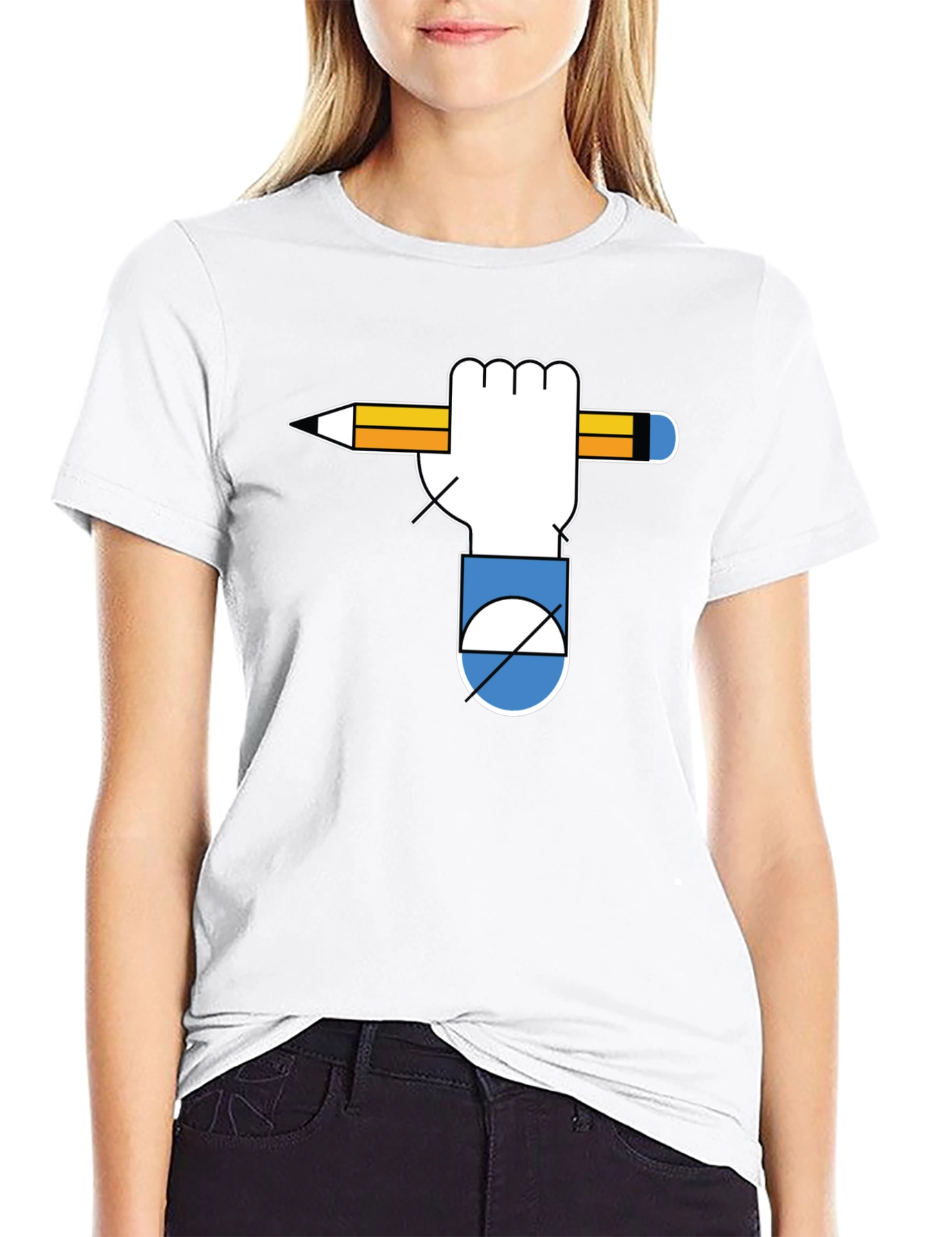 Graphic Tee - Hand Holding Pencil - Unique Design