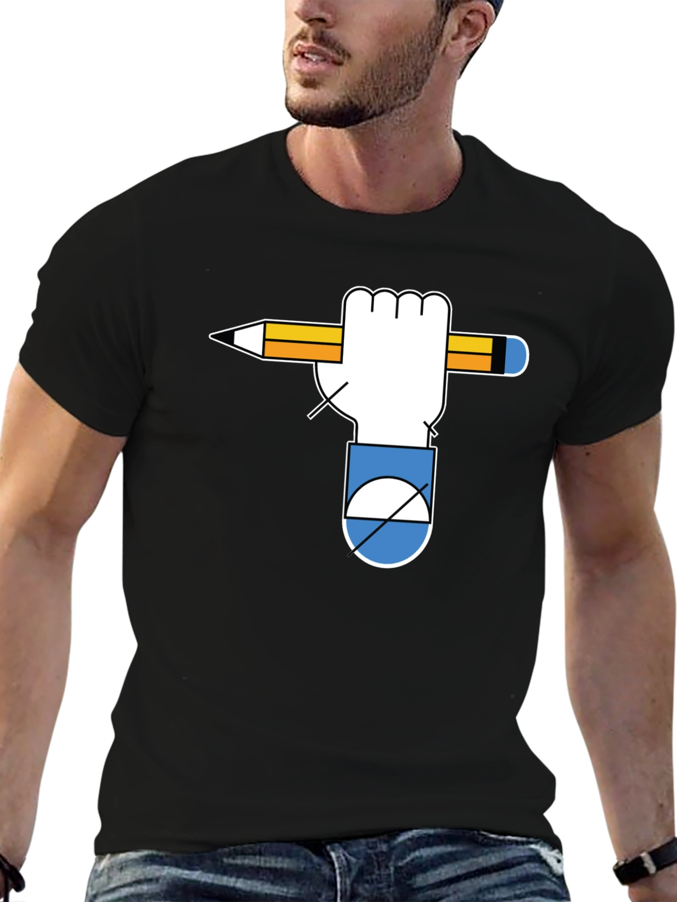 Graphic Tee - Hand Holding Pencil - Unique Design