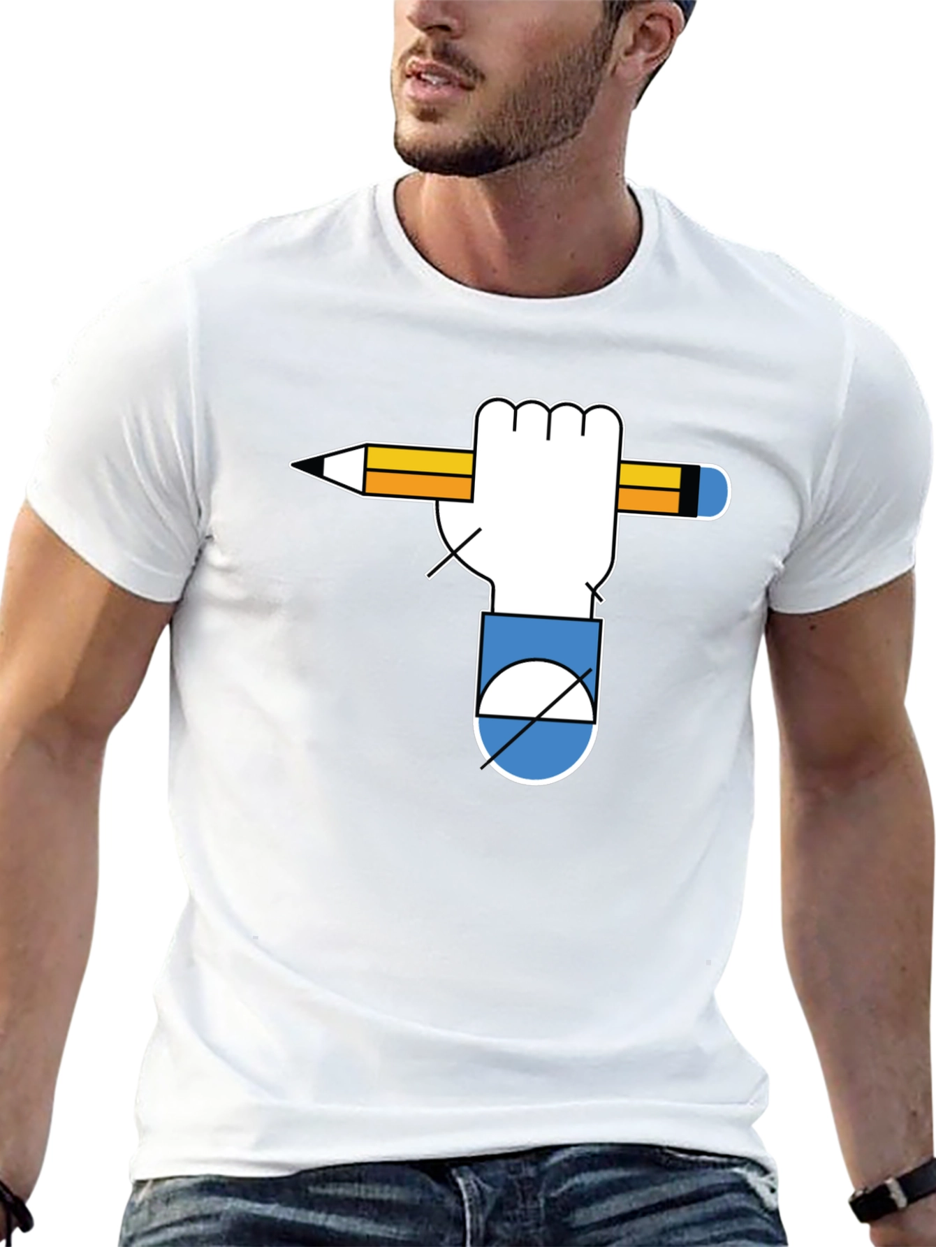Graphic Tee - Hand Holding Pencil - Unique Design