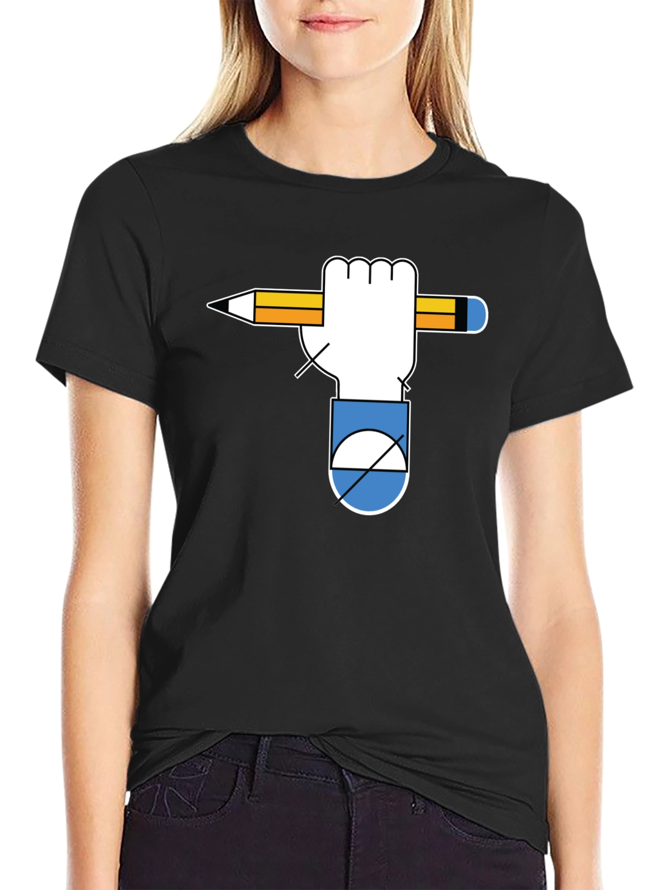 Graphic Tee - Hand Holding Pencil - Unique Design