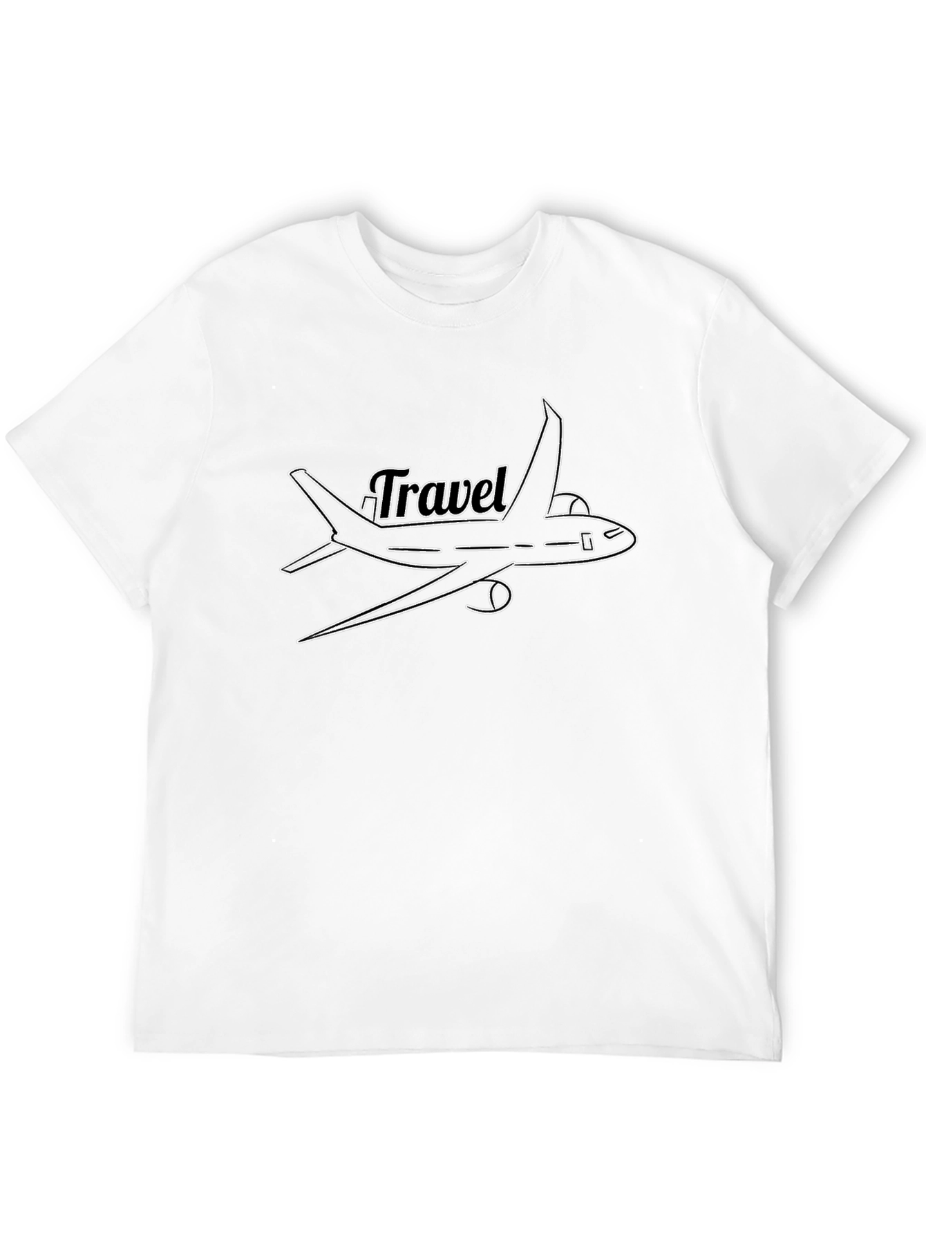 Travel Airplane Graphic T-Shirt - Black