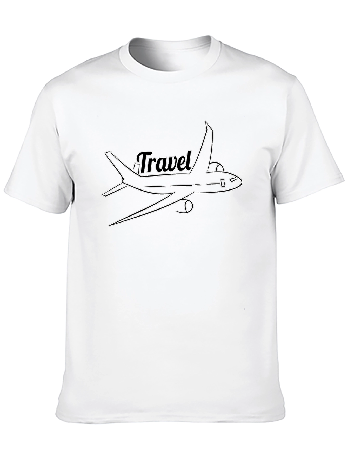Travel Airplane Graphic T-Shirt - Black