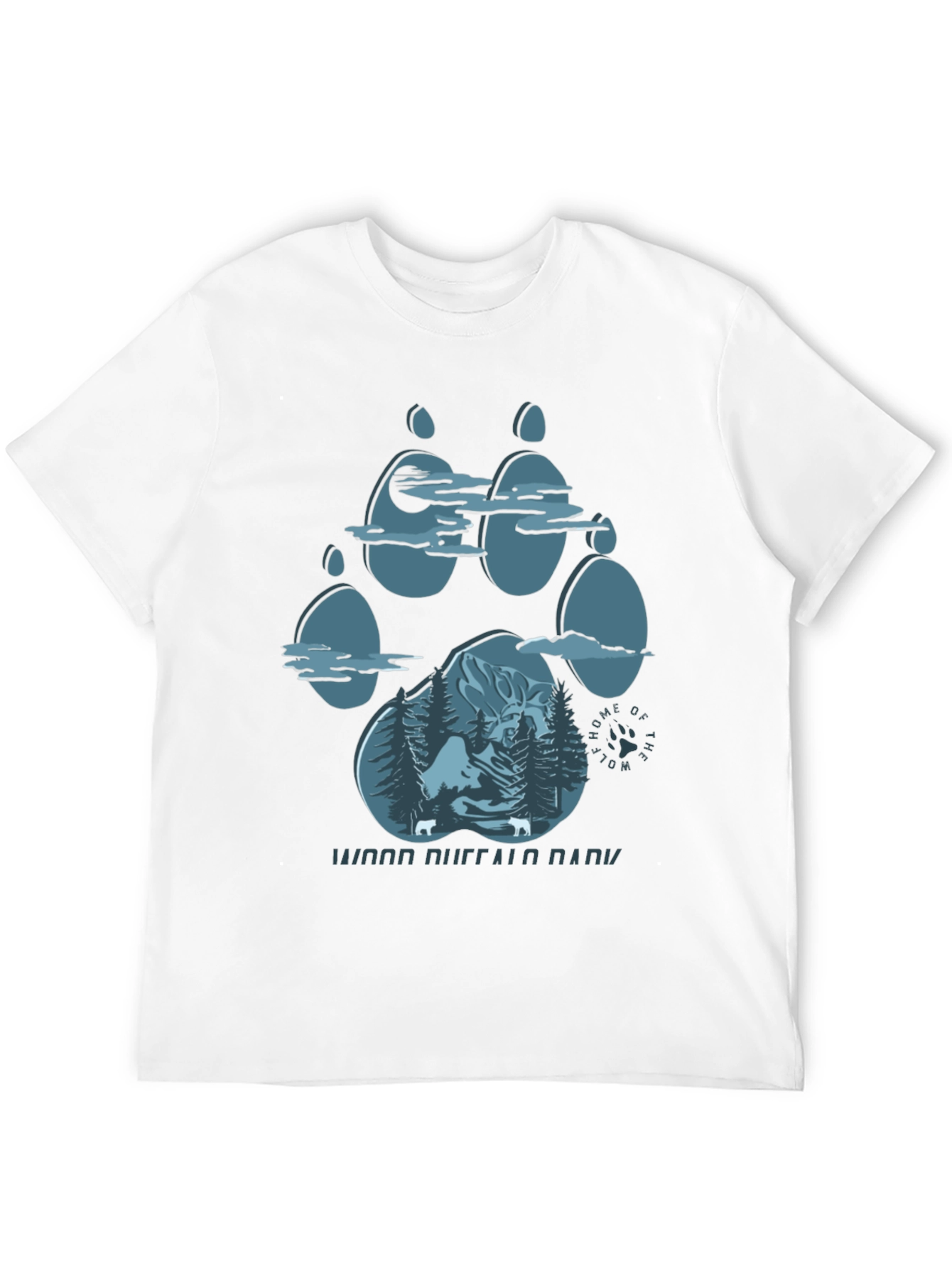 Wood Buffalo National Park Wolf Paw Print Graphic T-Shirt