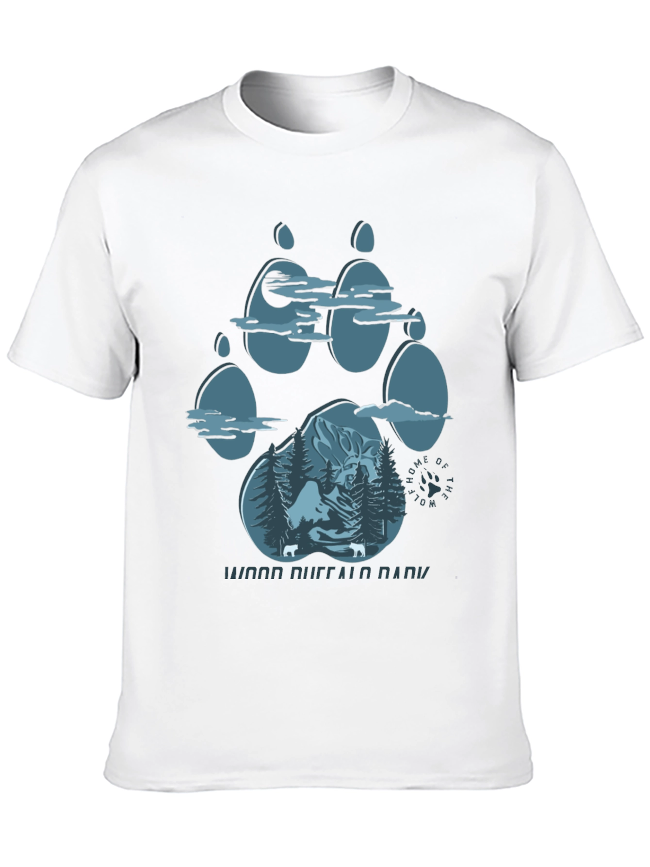 Wood Buffalo National Park Wolf Paw Print Graphic T-Shirt