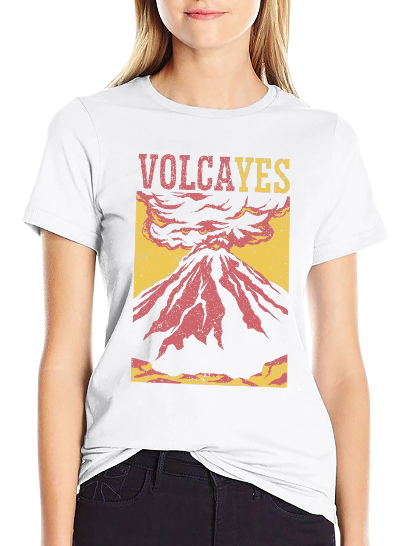 Volcano Graphic Tee - Distressed Style