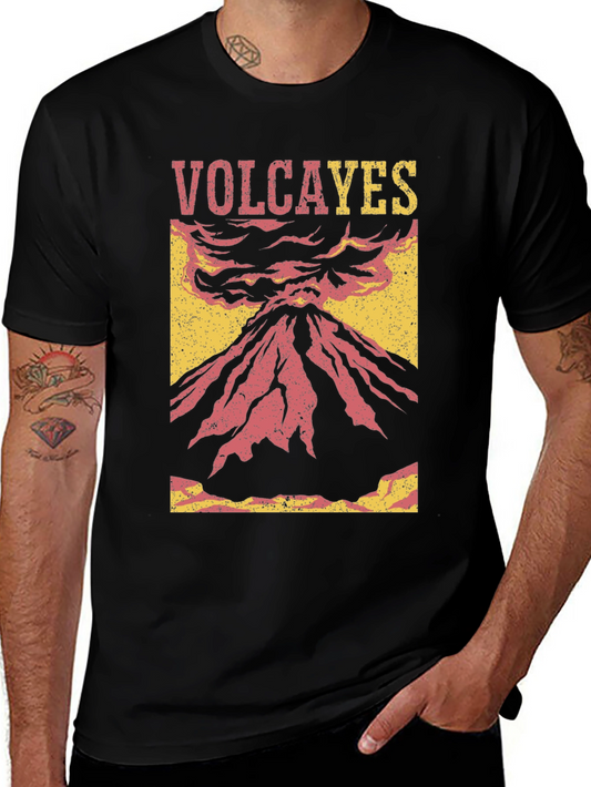 Volcano Graphic Tee - Distressed Style