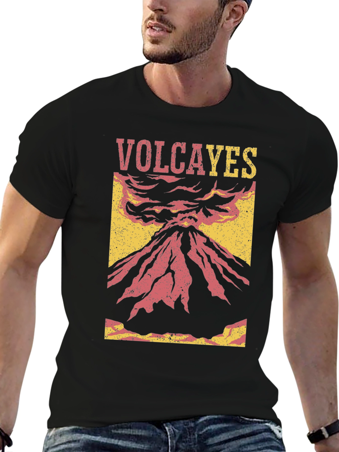 Volcano Graphic Tee - Distressed Style