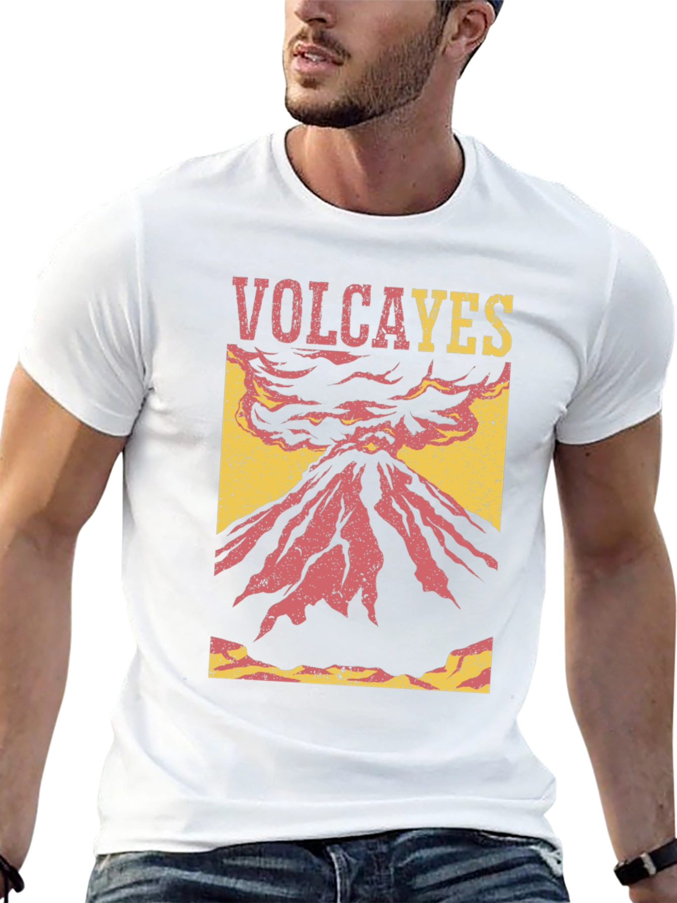 Volcano Graphic Tee - Distressed Style