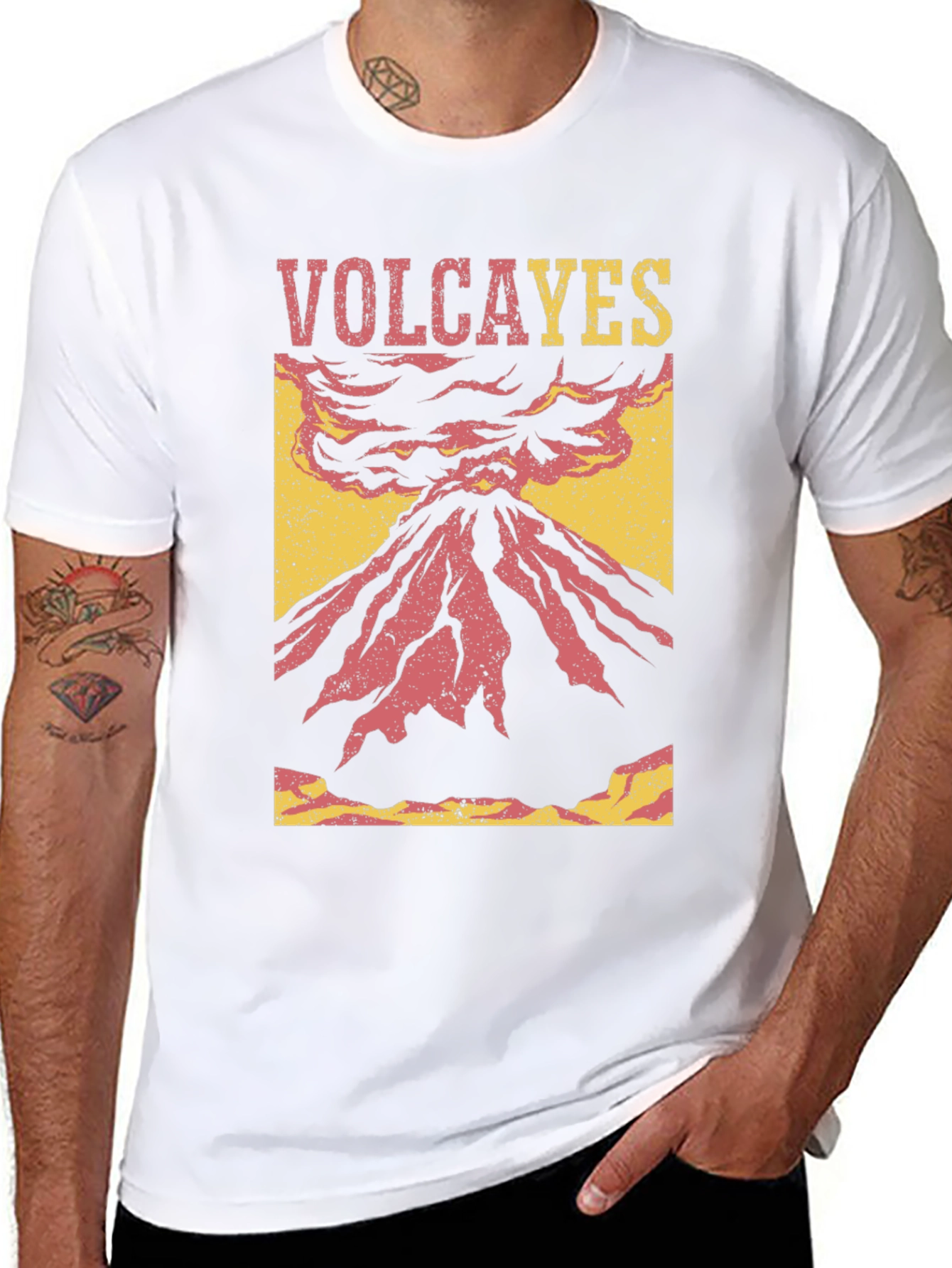 Volcano Graphic Tee - Distressed Style
