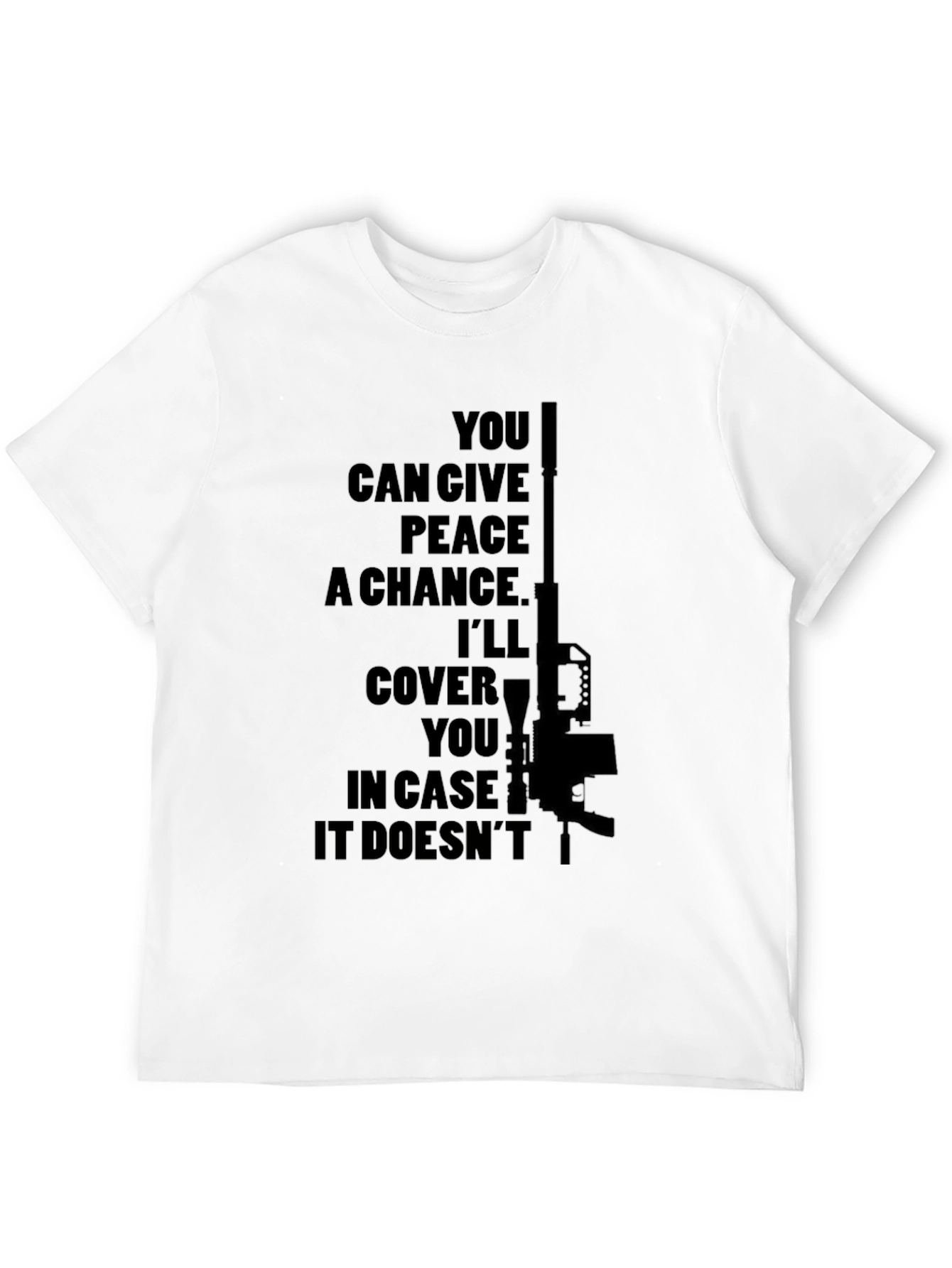 Peaceful Backup Tee - Gun Graphic Novelty Shirt