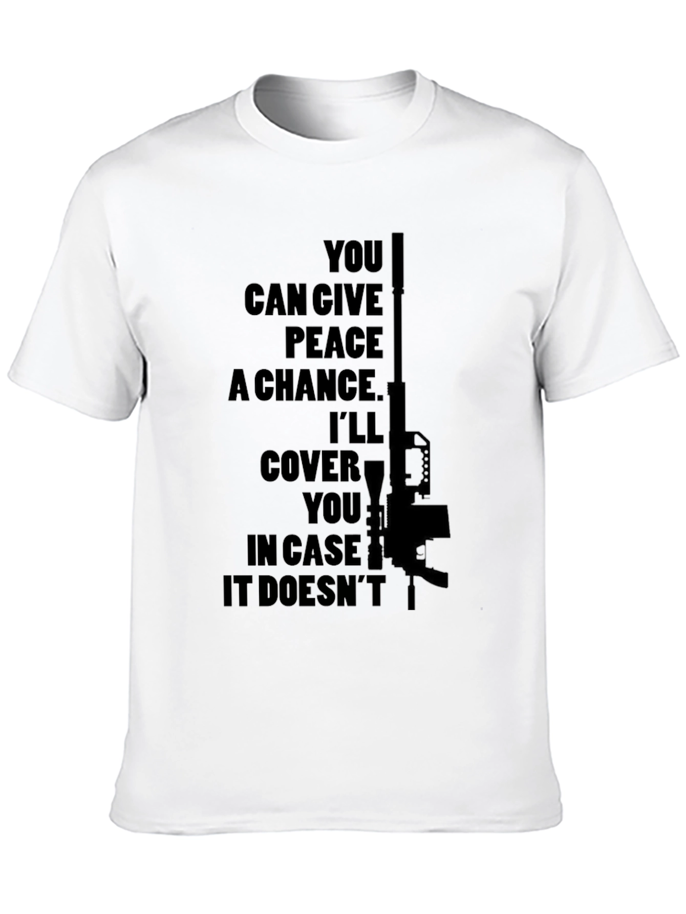 Peaceful Backup Tee - Gun Graphic Novelty Shirt