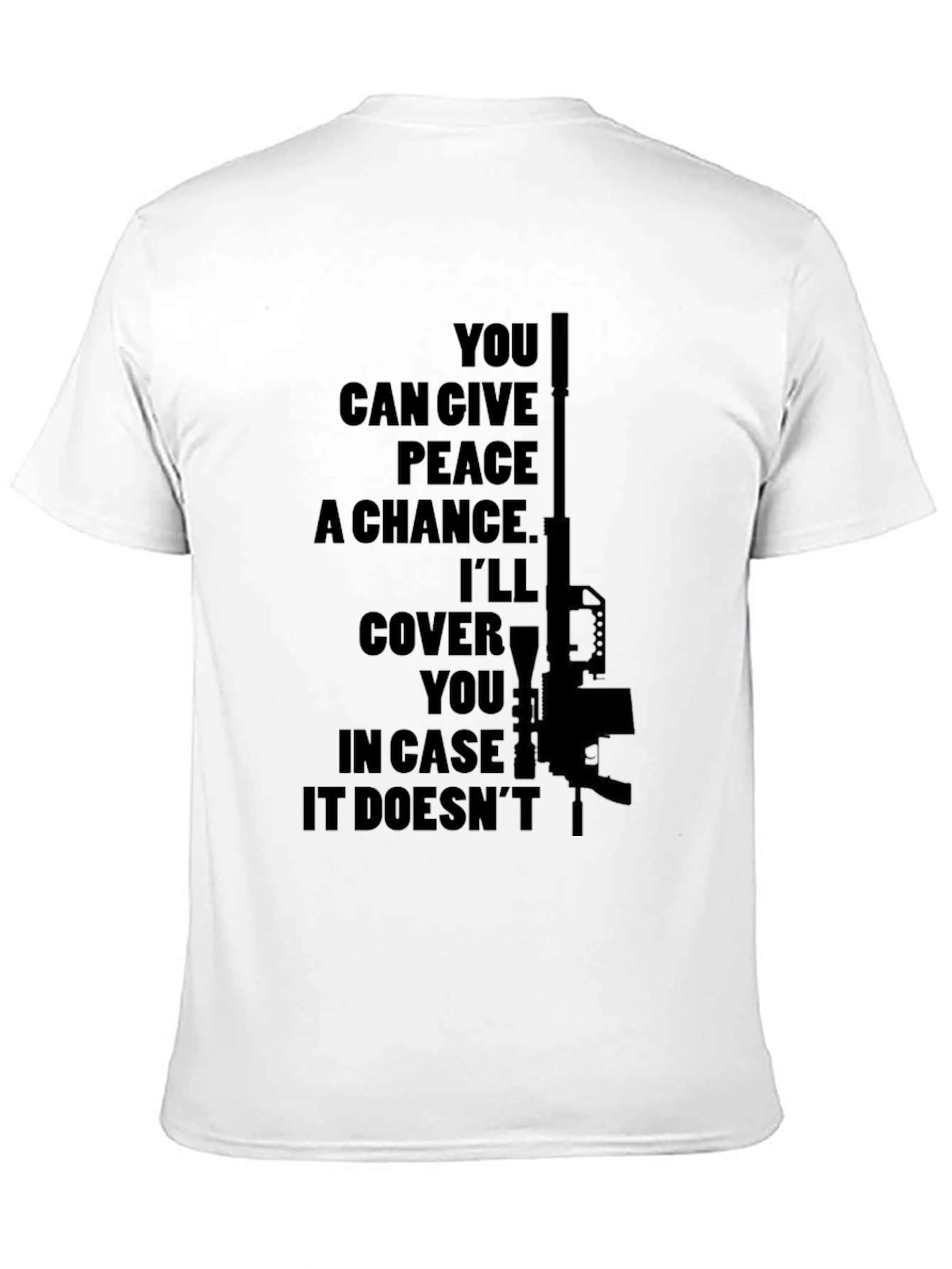 Peaceful Backup Tee - Gun Graphic Novelty Shirt