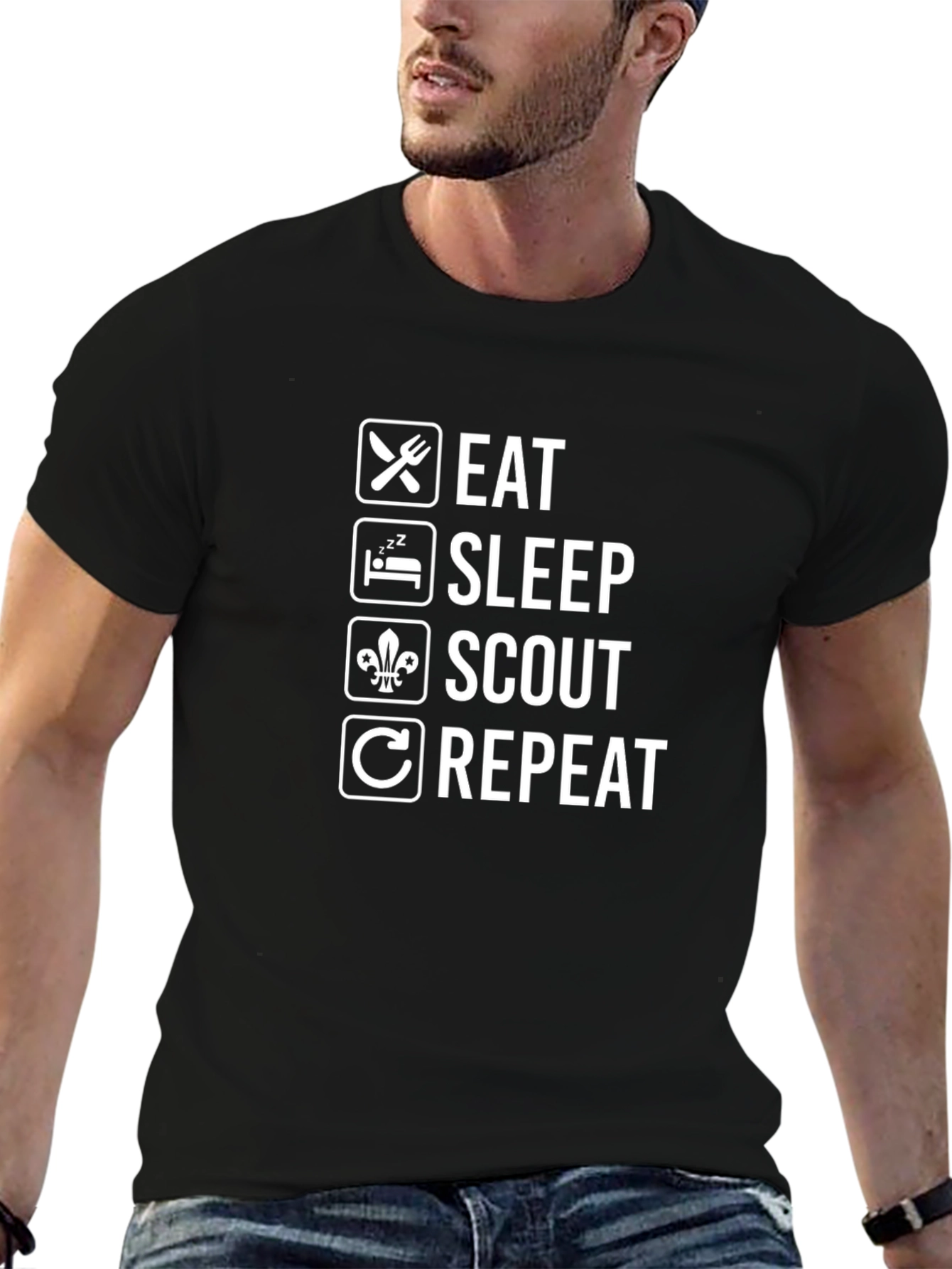 Eat Sleep Scout Repeat Black T-Shirt