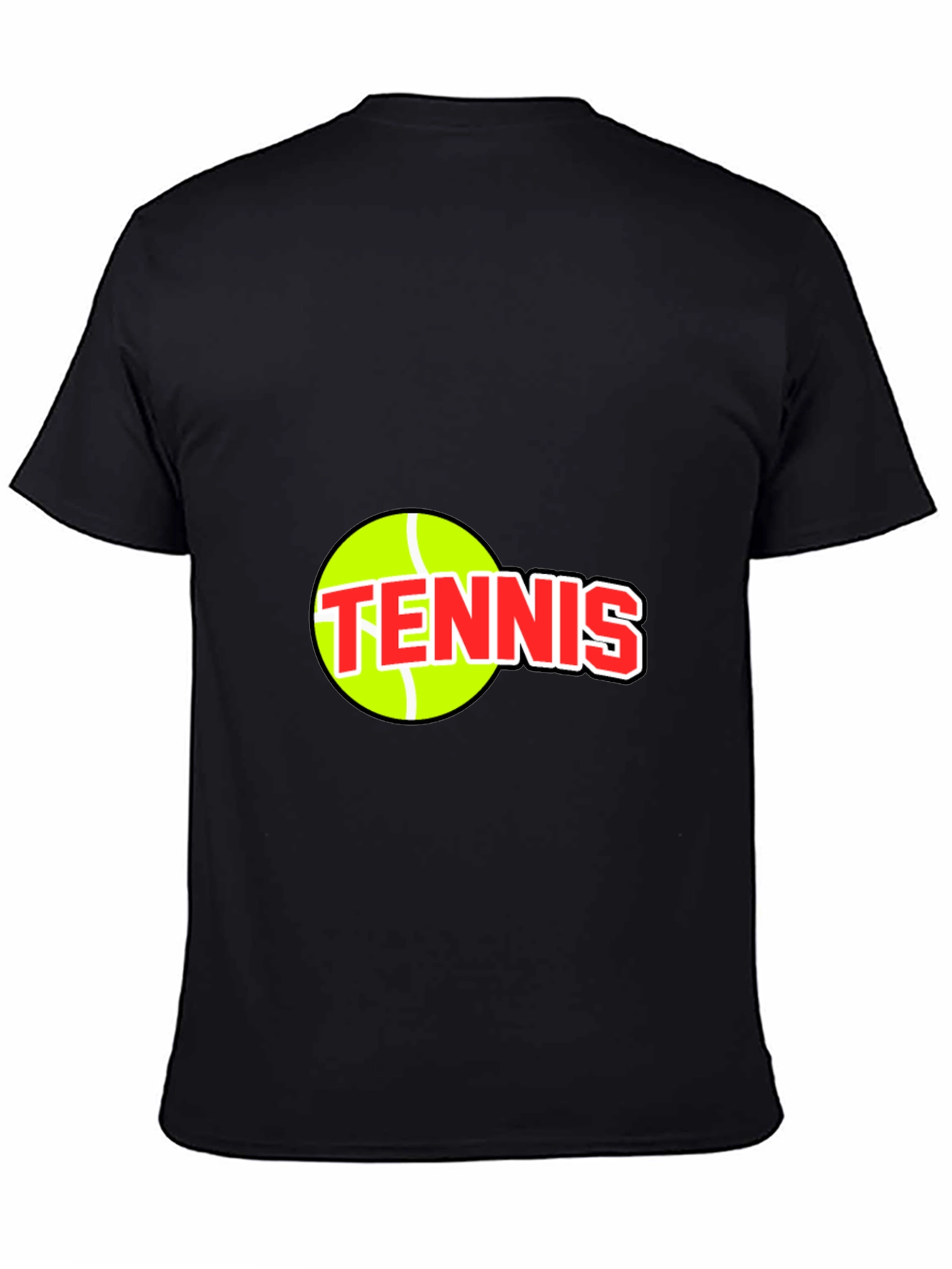 Tennis Ball Graphic Tee - Black Cotton T-Shirt