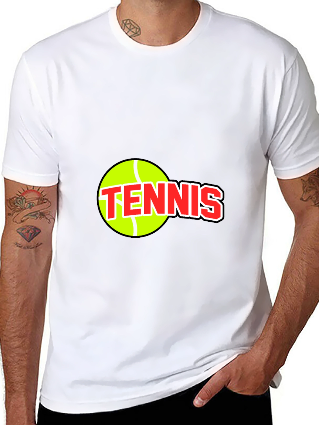 Tennis Ball Graphic Tee - Black Cotton T-Shirt