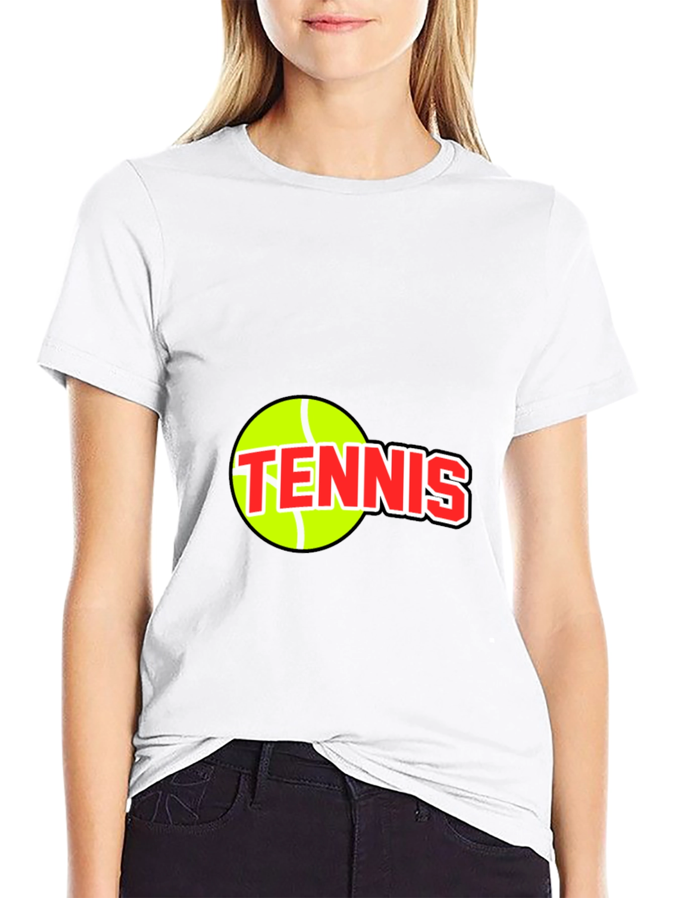 Tennis Ball Graphic Tee - Black Cotton T-Shirt