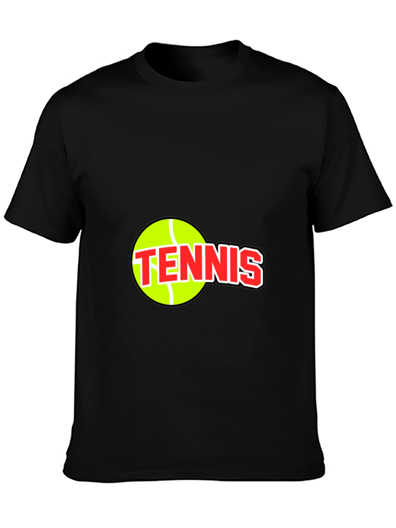 Tennis Ball Graphic Tee - Black Cotton T-Shirt