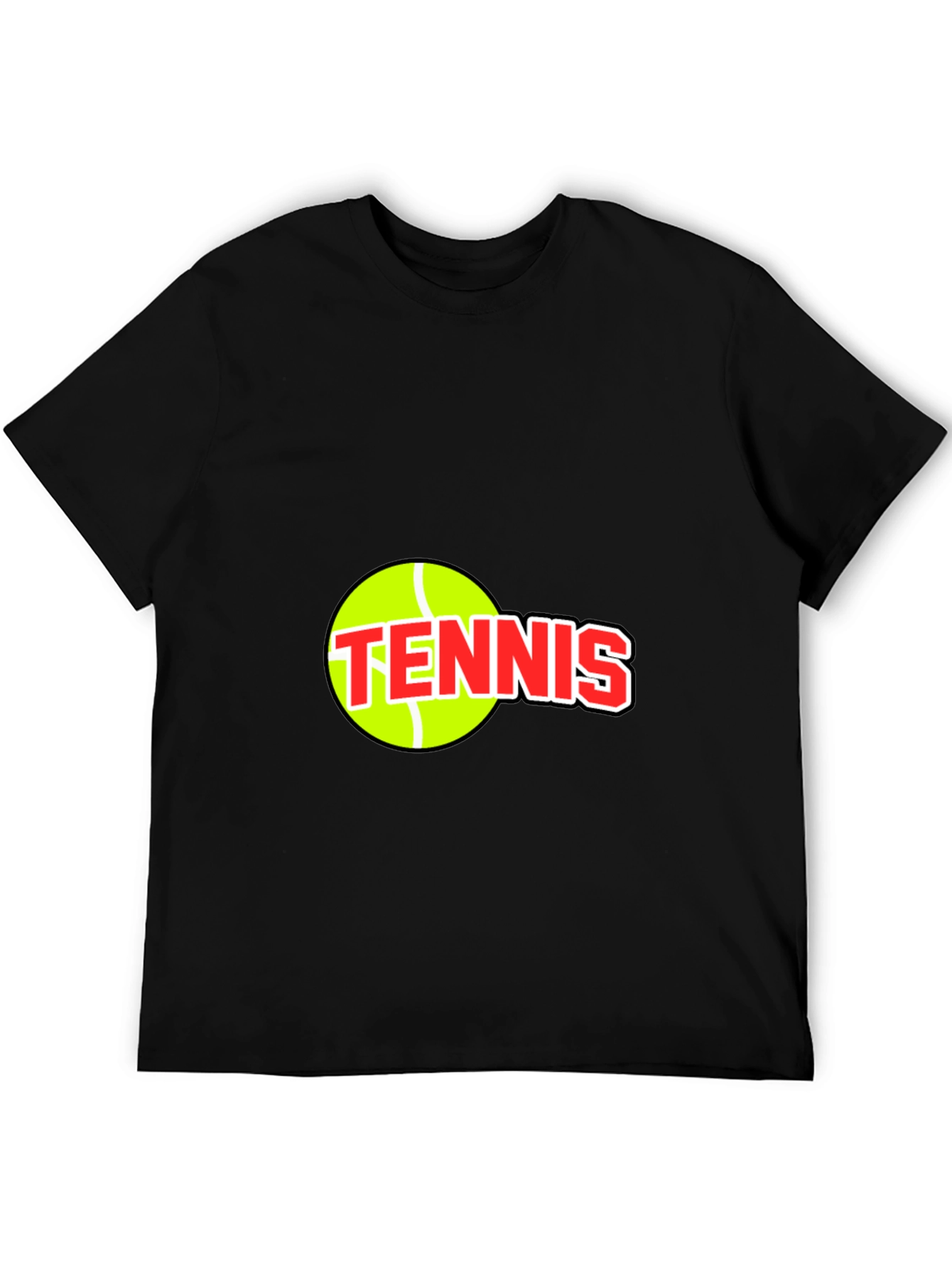 Tennis Ball Graphic Tee - Black Cotton T-Shirt