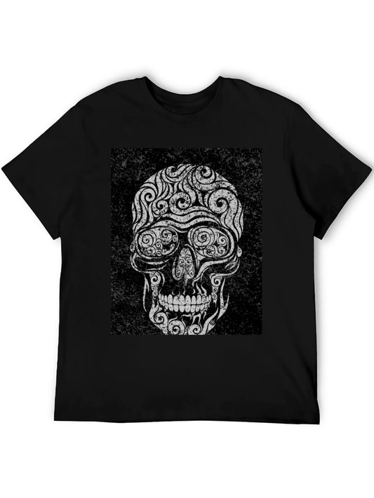 Skull Graphic Tee - Distressed Black
