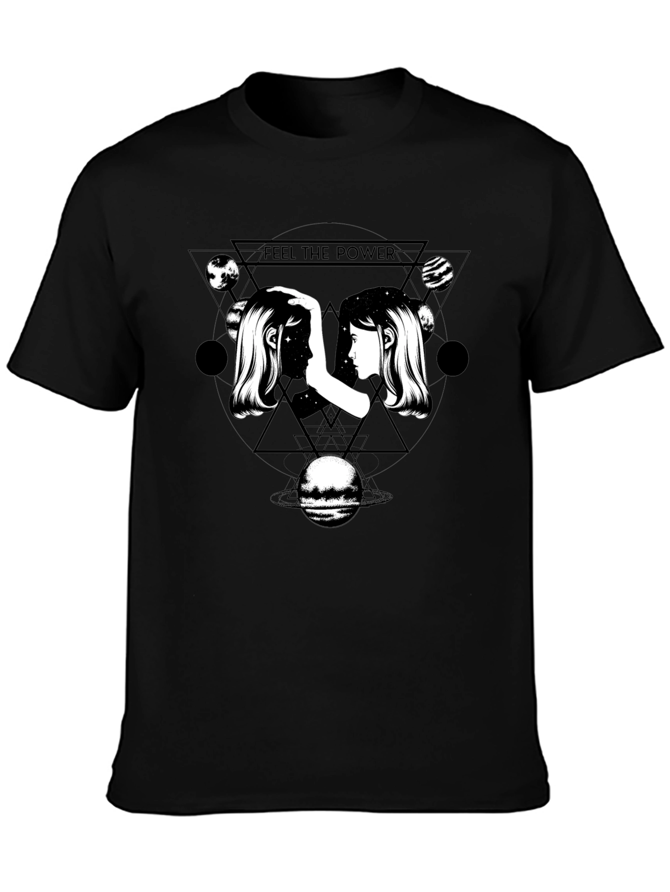 Feel the Power Graphic Tee - Cosmic Twin Design