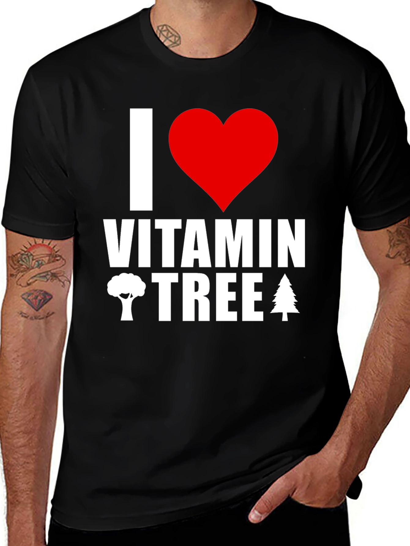 I Heart Vitamin Tree Graphic Tee - Black T-Shirt