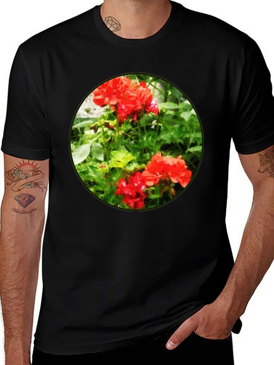 Floral Graphic Tee - Red Flower Design