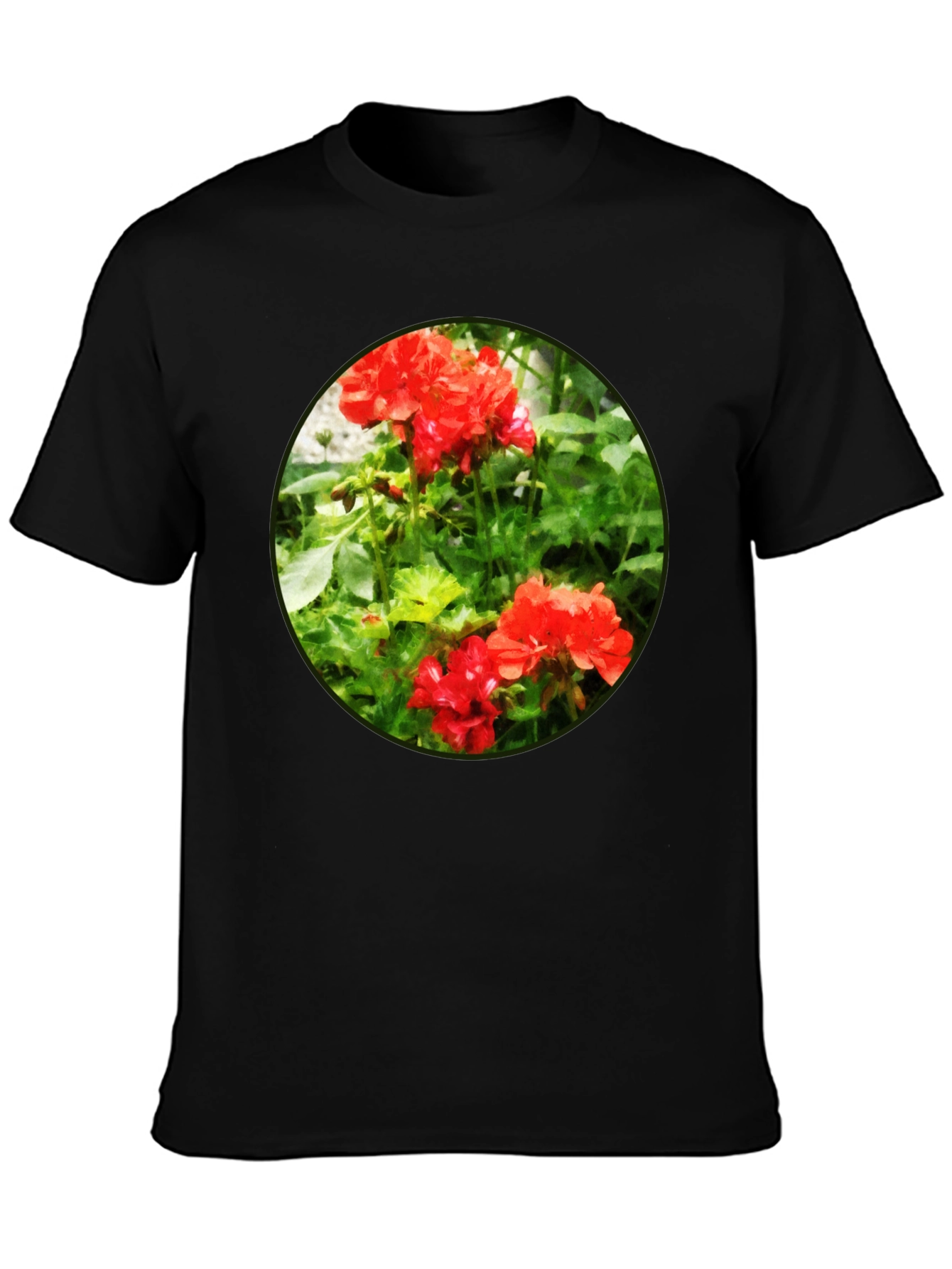 Floral Graphic Tee - Red Flower Design