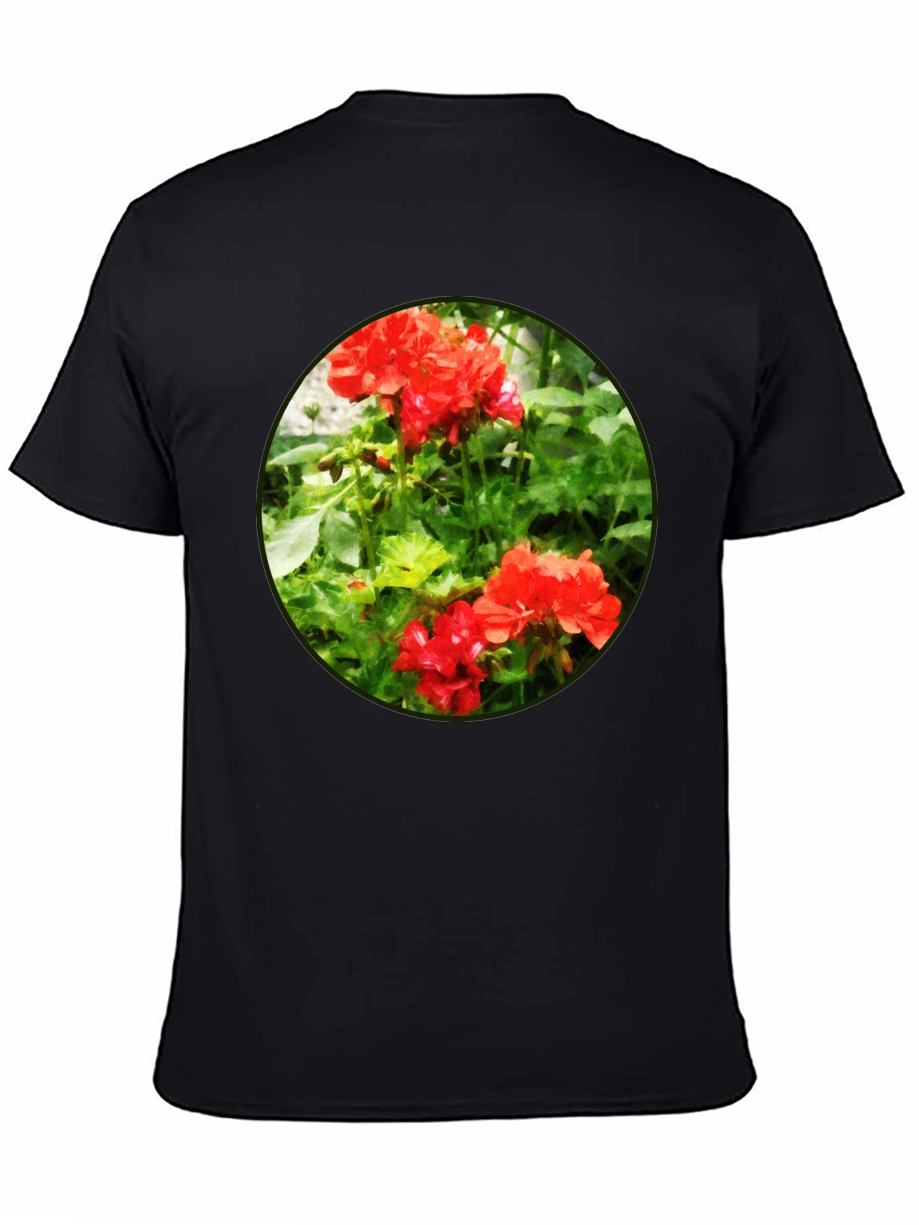 Floral Graphic Tee - Red Flower Design