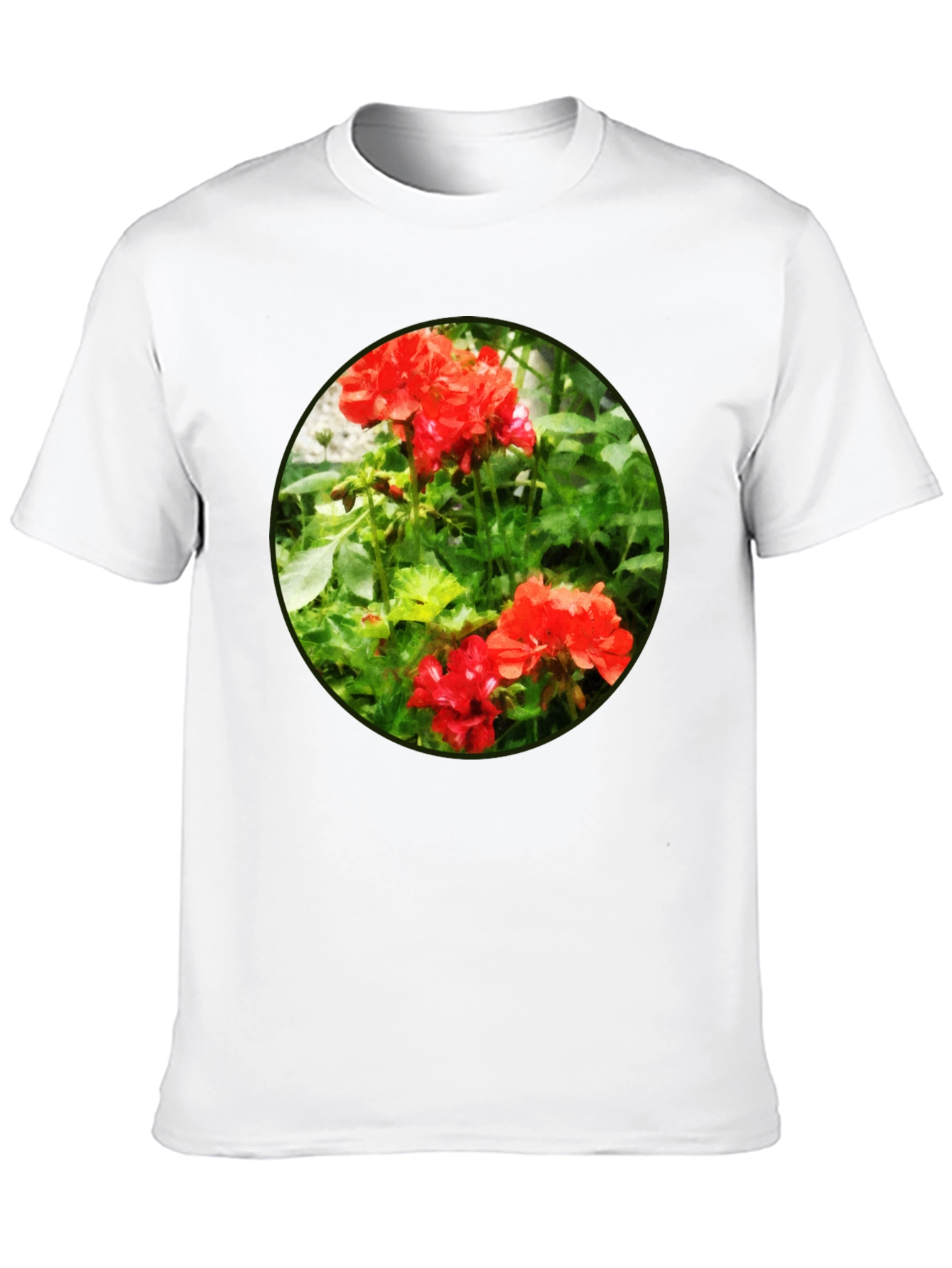 Floral Graphic Tee - Red Flower Design