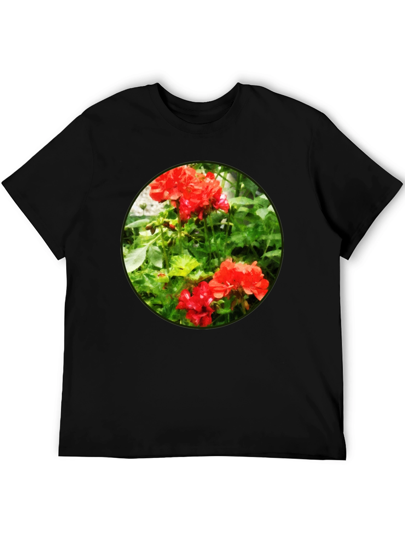 Floral Graphic Tee - Red Flower Design