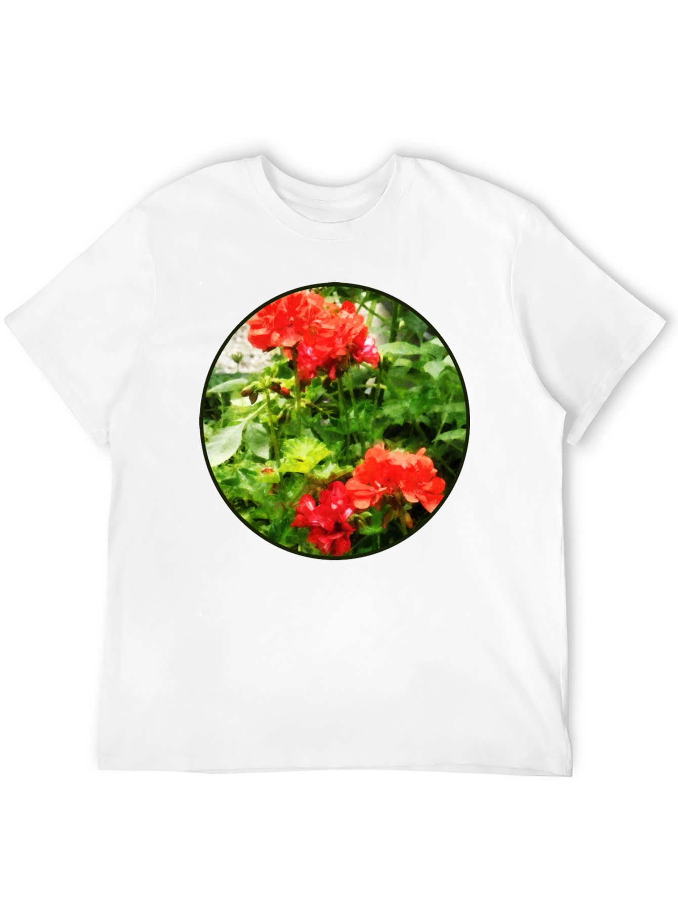 Floral Graphic Tee - Red Flower Design