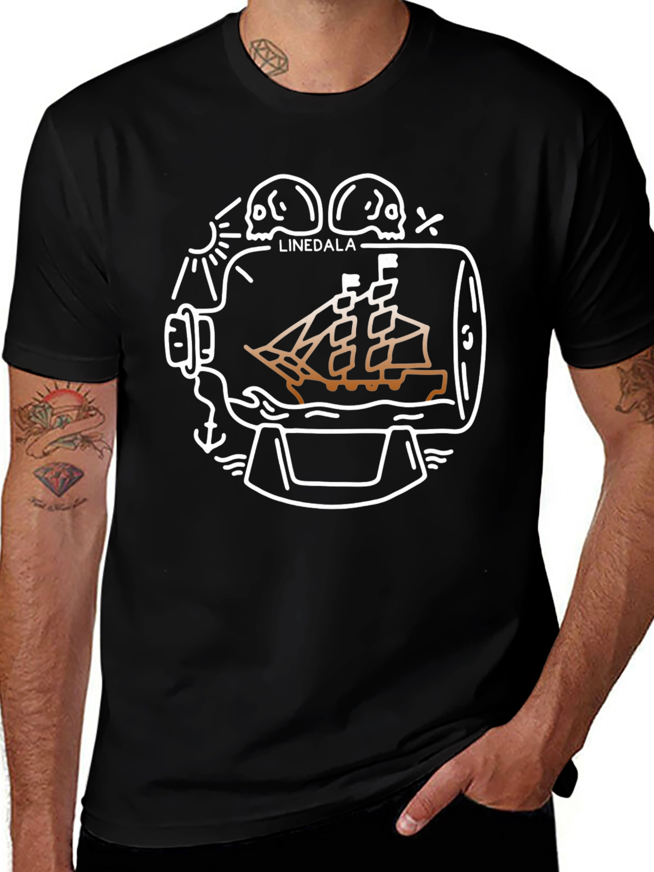 Linedala Ship In A Bottle Graphic Tee