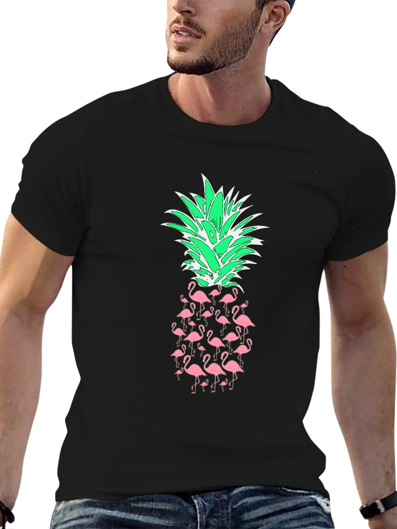 Flamingo Pineapple Graphic Tee - Tropical Style