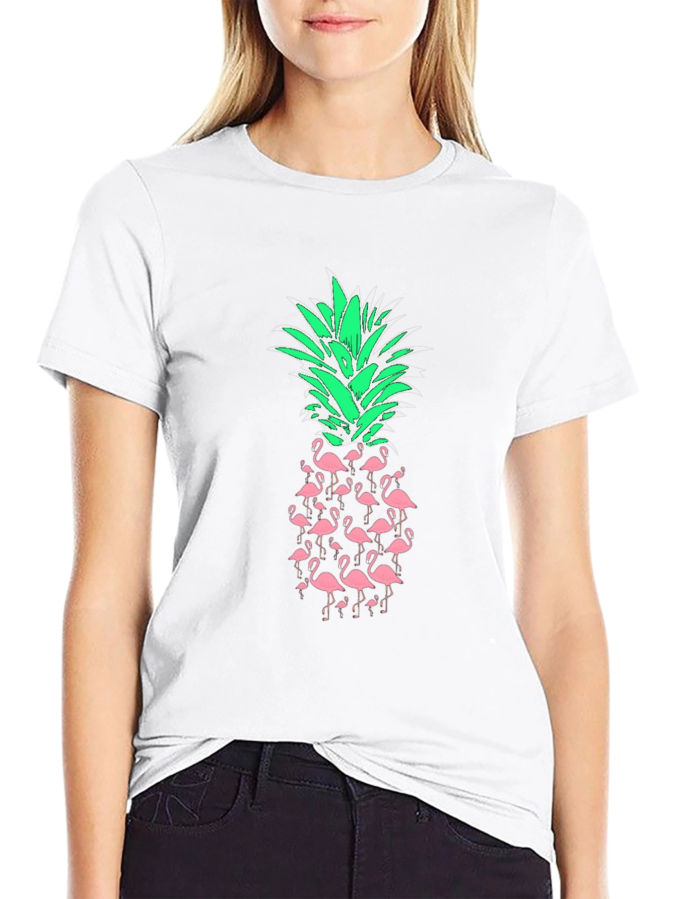 Flamingo Pineapple Graphic Tee - Tropical Style